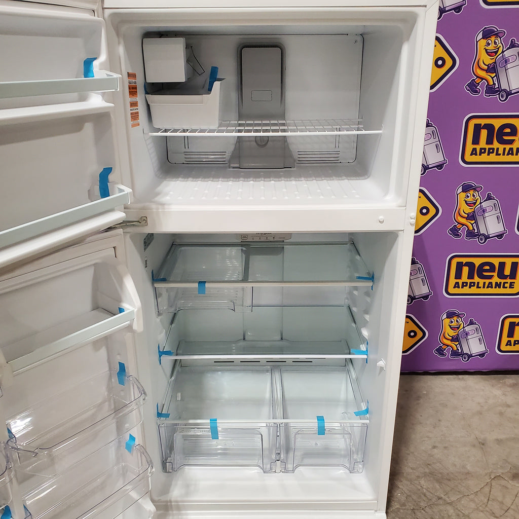 Pictures of Whirlpool 33" Wide Top Freezer 20.5 cu ft Refrigerator with Ice Maker and Frameless Glass Shelves and Flexi-Slide Bin 22SD026 - WRT311FZDW - Scratch & Dent (Minor) - Neu Appliance Outlet - Discount Appliance Outlet in Austin, Tx
