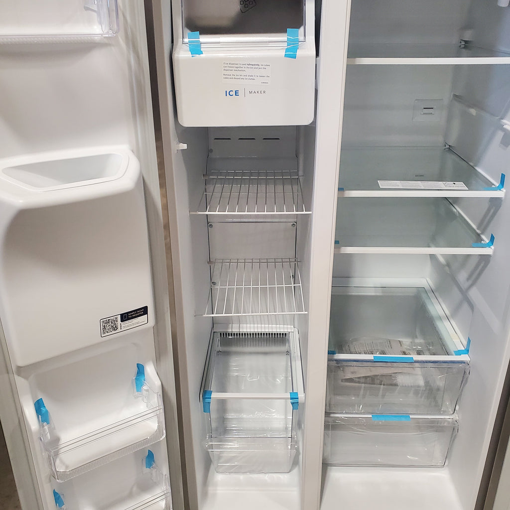 Frigidaire 25.6 cu. ft. ENERGY STAR Side by Side Refrigerator with Exterior Water and Ice Dispenser in Stainless Steel 4SD448 - FRSS2623AS - Scratch & Dent (Moderate)