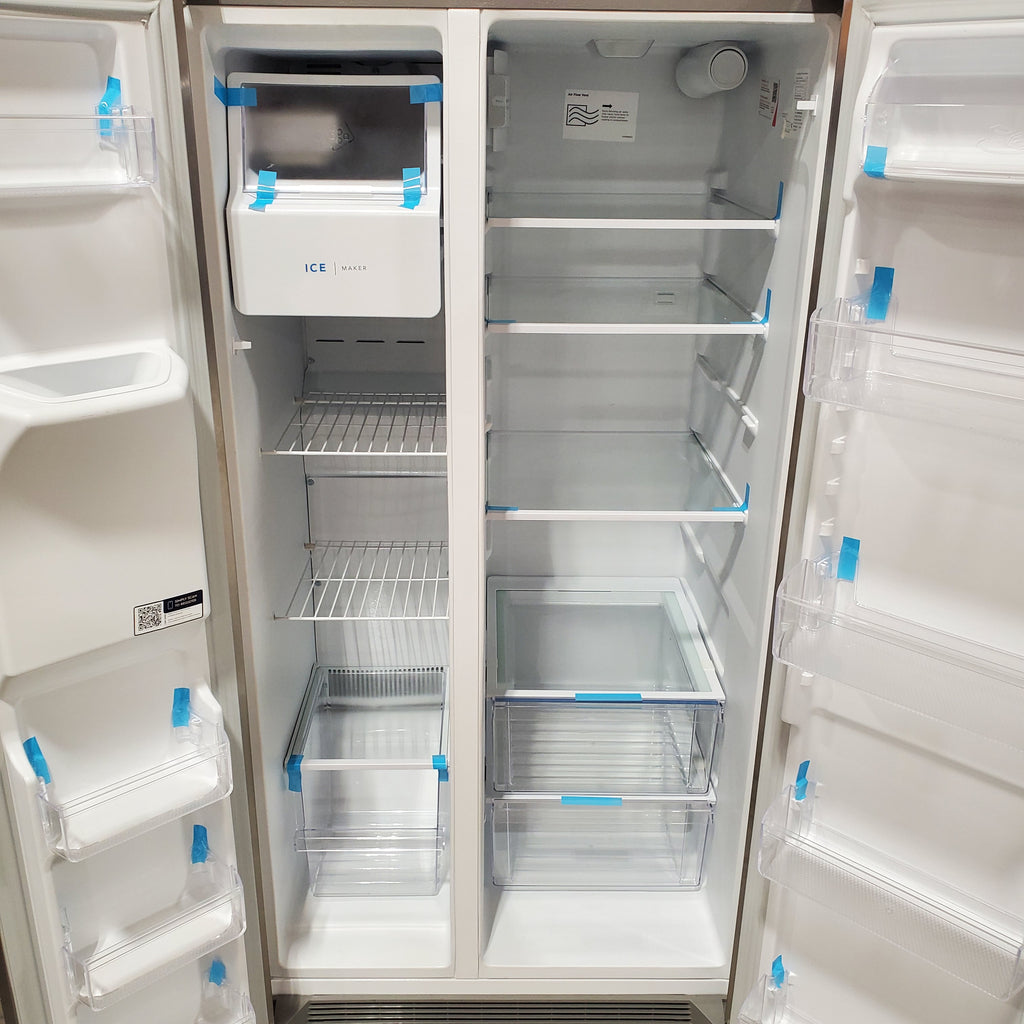 Frigidaire 25.6 cu. ft. ENERGY STAR Side by Side Refrigerator with Exterior Water and Ice Dispenser in Stainless Steel 3SD971 - FRSS2623AS - Scratch & Dent (Minor)