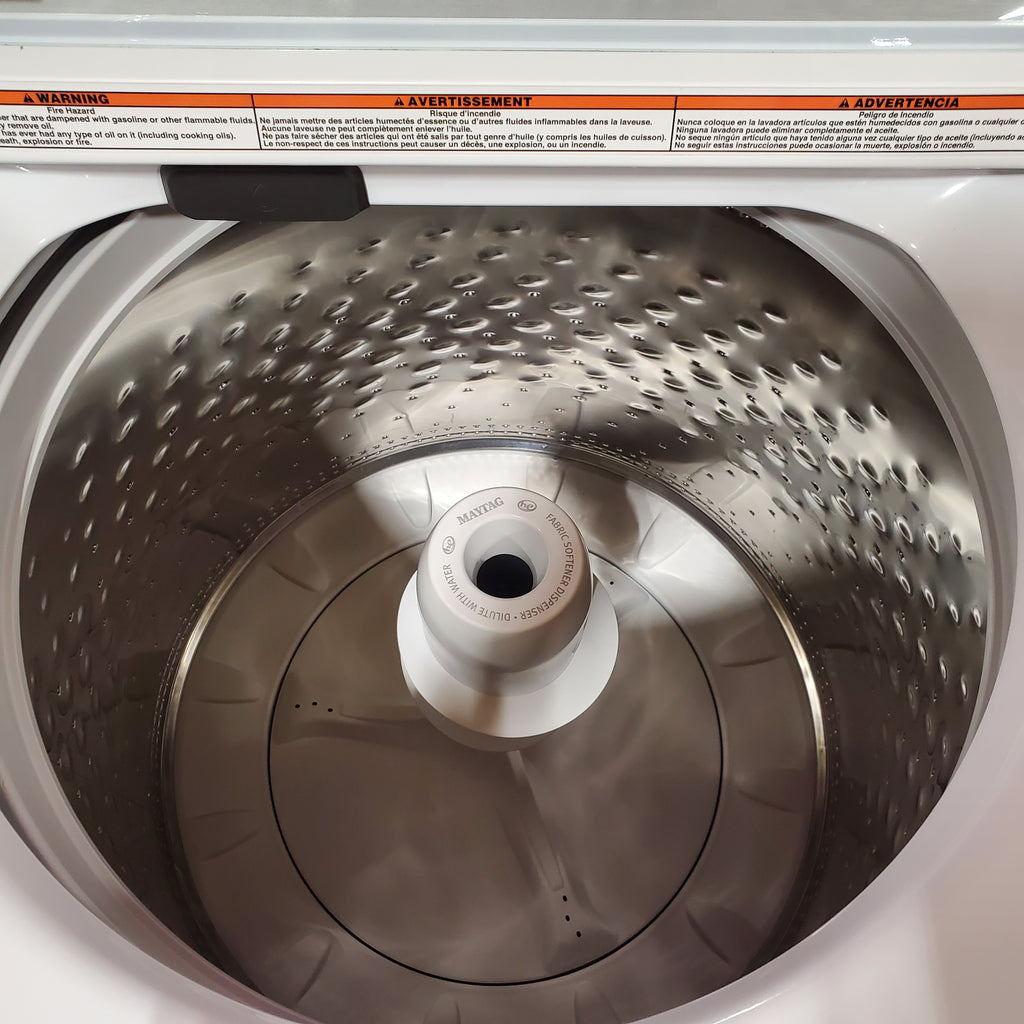 Pictures of Maytag Top Load 4.7 cu. ft. Agitator Washer with Extra Power and Deep Fill Option MVW5435PW - Open Box and MayTag 7.0 cu. ft. Top Load Electric Wrinkle Prevent Dryer 16090 - MED4500MW - Scratch & Dent (Minor) - Neu Appliance Outlet - Discount Appliance Outlet in Austin, Tx