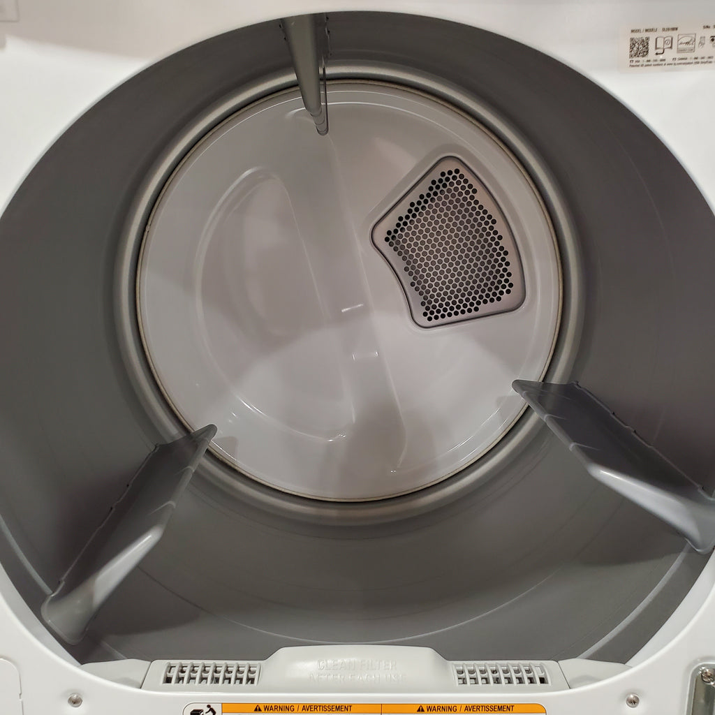 LG 4.3 cu. ft. Capacity Top Load Washer with TurboDrum™ Technology and Impeller WT6100CW - Scratch & Dent (Minor) and LG 7.3 Cu. Ft.  Electric Rear Control Ultra Large Capacity Dryer in White with Sensor Dry 16068 - DLE6100W - Scratch & Dent (Minor)