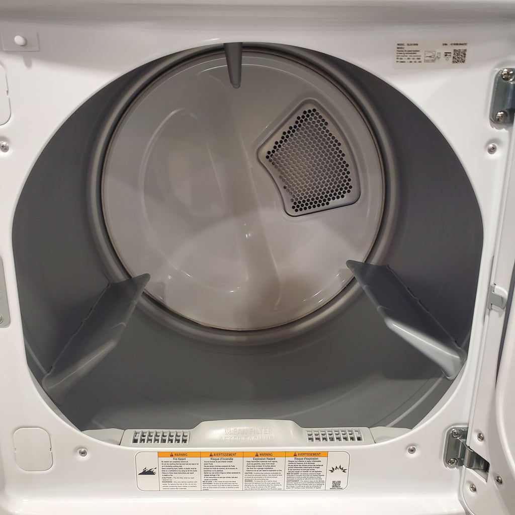 LG 4.3 cu. ft. Ultra Large Capacity Top Load Washer with 4-Way™ Agitator WT7005CW - Certified Refurbished and LG 7.3 Cu. Ft. Electric Rear Control Ultra Large Capacity Dryer with Sensor Dry 16082 - DLE6100W - Scratch & Dent (Minor)