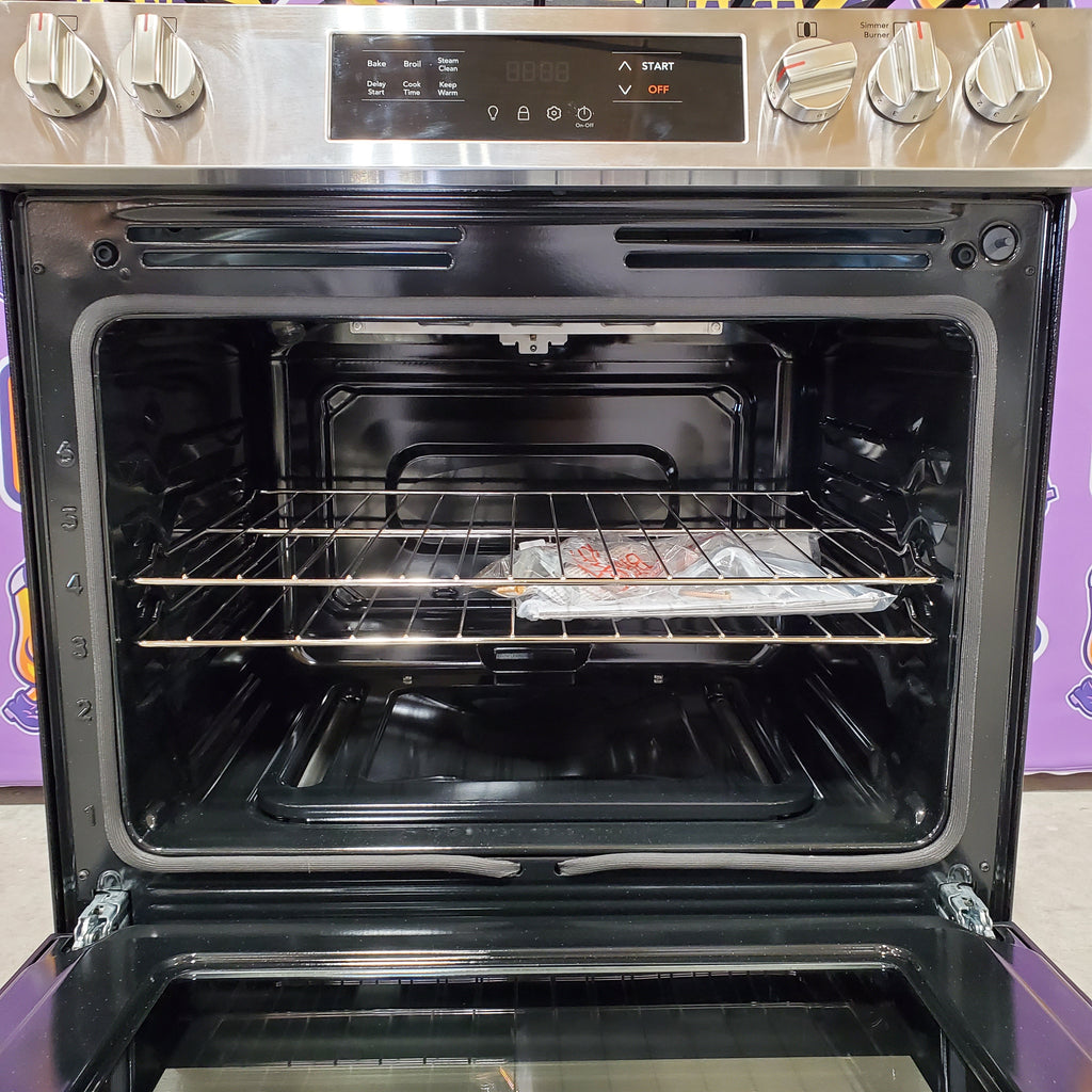 Frigidaire Slide-in Gas Stainless Steel Range with Steam Clean with Five Burner Cooktop and Even Baking Technology 3SD876 - Open Box
