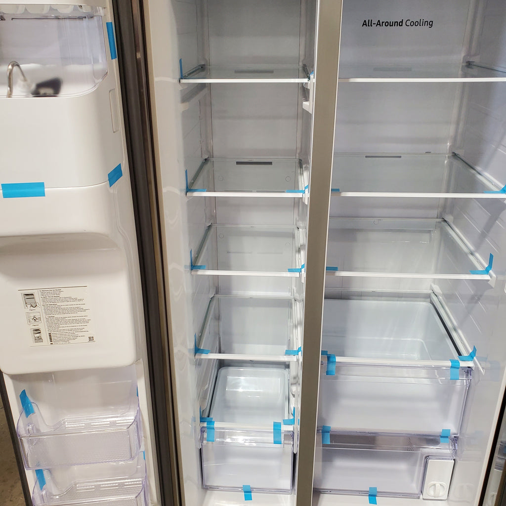 Samsung 27.4-cu ft Side-by-Side Refrigerator with Ice Maker in Fingerprint Resistant Stainless Steel 3SD770 - RS27T5200SR - Open Box