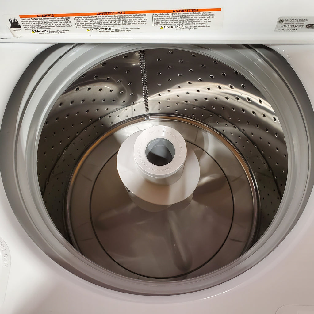 Pictures of Hotpoint White Top Load 3.8 Cu. Ft. Washer with Stainless Steel Basket and Heavy Duty Agitator 1CR02139 - HTW240ASKWS - Certified Refurbished - Neu Appliance Outlet - Discount Appliance Outlet in Austin, Tx
