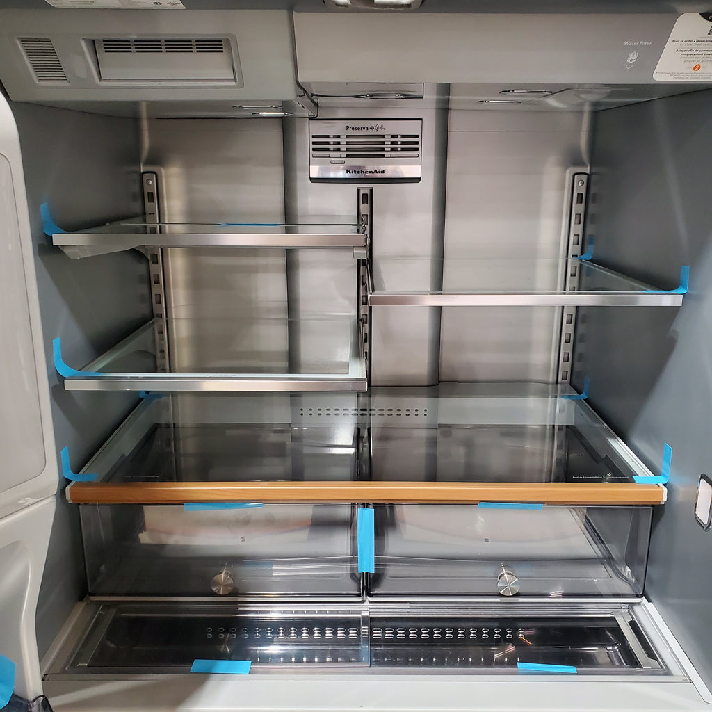 Pictures of KitchenAid PrintShield Stainless 26.2 Cu. Ft. Multi-Door French Door Refrigerator with Platinum Interior and FreshChill™ Full-Width Refrigerated Drawer 3SD859 - KRMF536RPS - Scratch & Dent (Minor) - Neu Appliance Outlet - Discount Appliance Outlet in Austin, Tx
