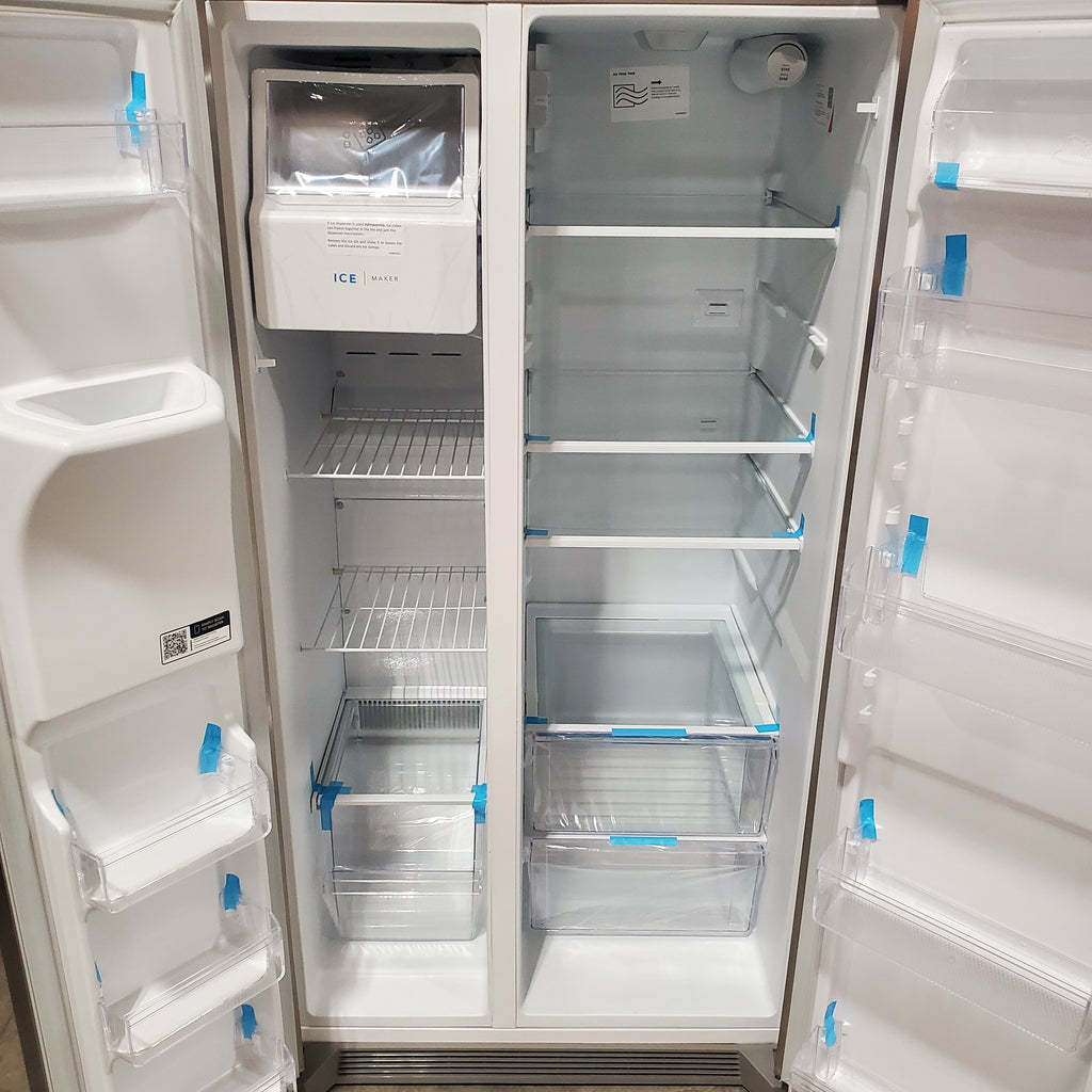Frigidaire 25.6 cu. ft. ENERGY STAR Side by Side Refrigerator with Exterior Water and Ice Dispenser in Stainless Steel 3SD813 - FRSS2623AS - Scratch & Dent (Minor)