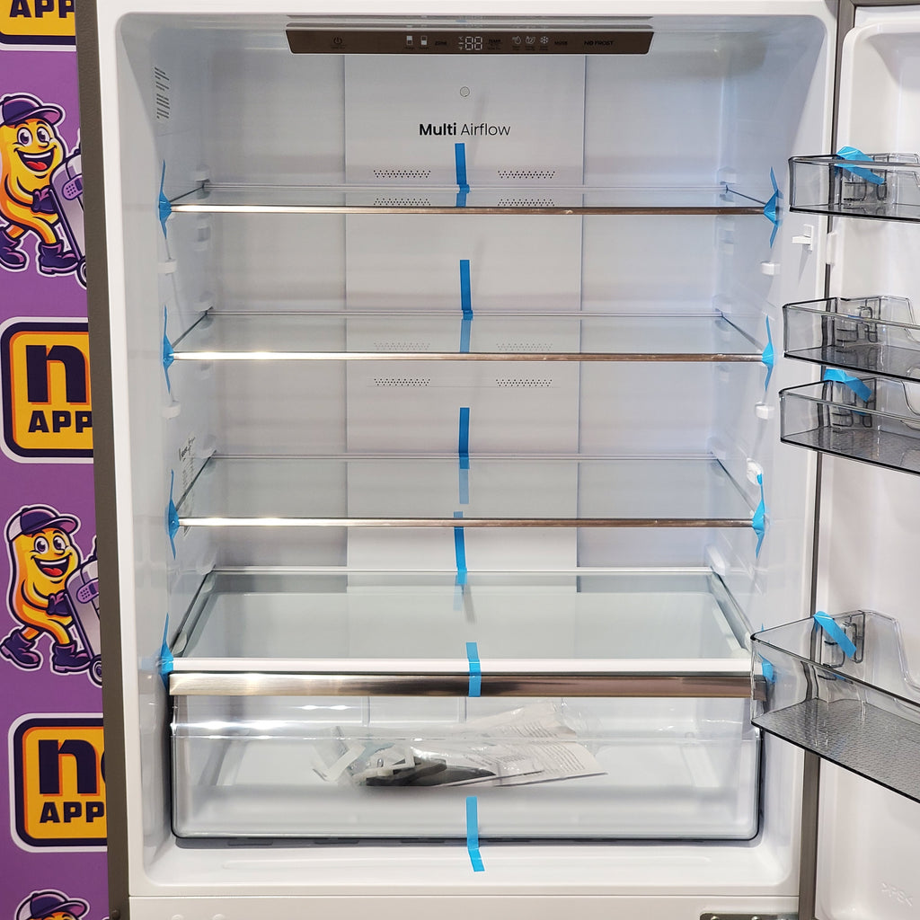 Hisense Counter Depth Bottom Freezer 17.2 Cu. Ft. Refrigerator with LED Lighting and Super Cool and Super Freeze in Fingerprint Stainless Steel 24SD053 - HRB171N6ASE - Scratch and Dent (Minor)