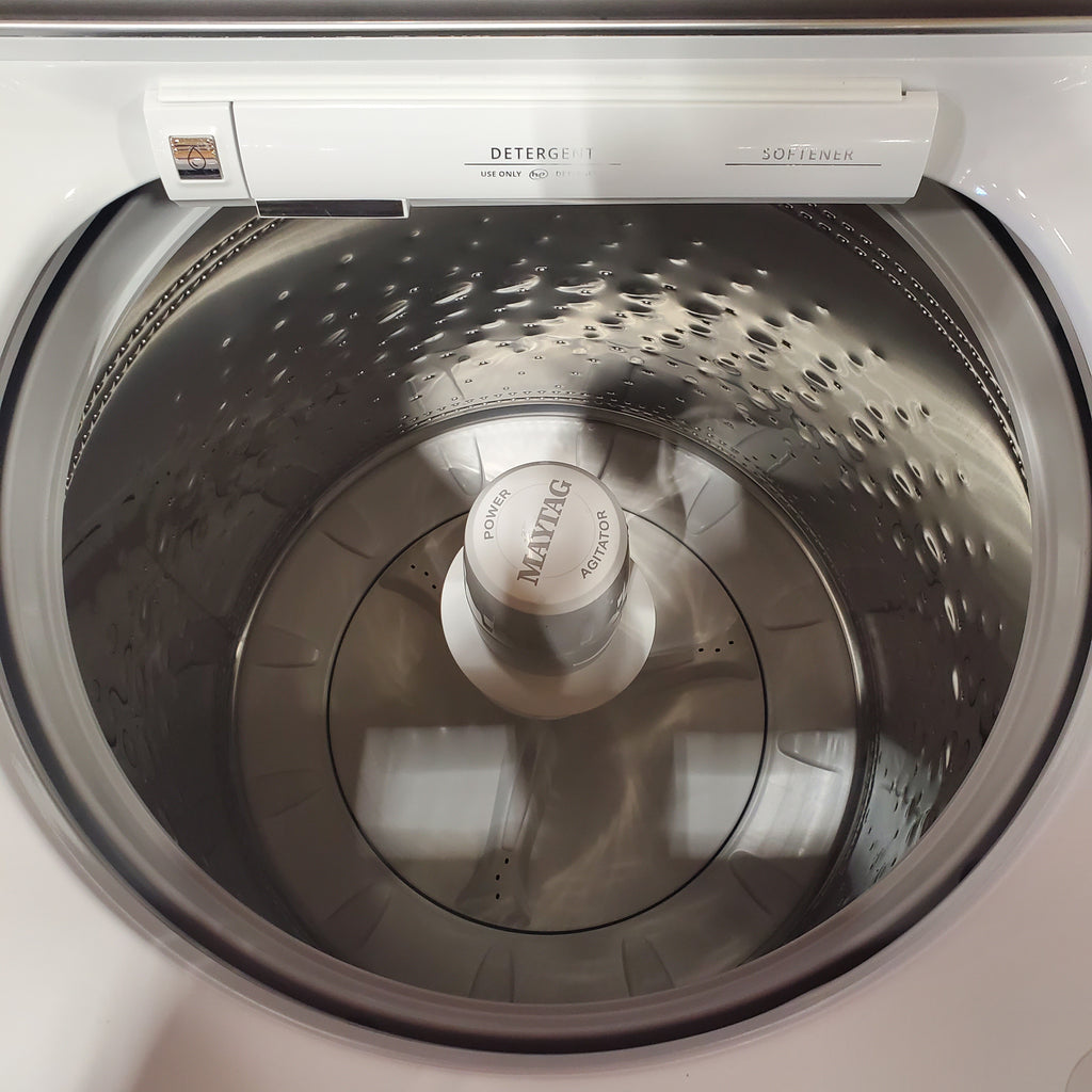 Maytag 5.2 cu. ft. High Efficiency Agitator Extra Large Top-Load Washer MVW7230HW - Certified Refurbished and Maytag 7.4 Cu. Ft. Top Load Electric Dryer with Extra Power and Advanced Moisture Sensing 16105 - MED6205RW - Scratch & Dent (Minor)