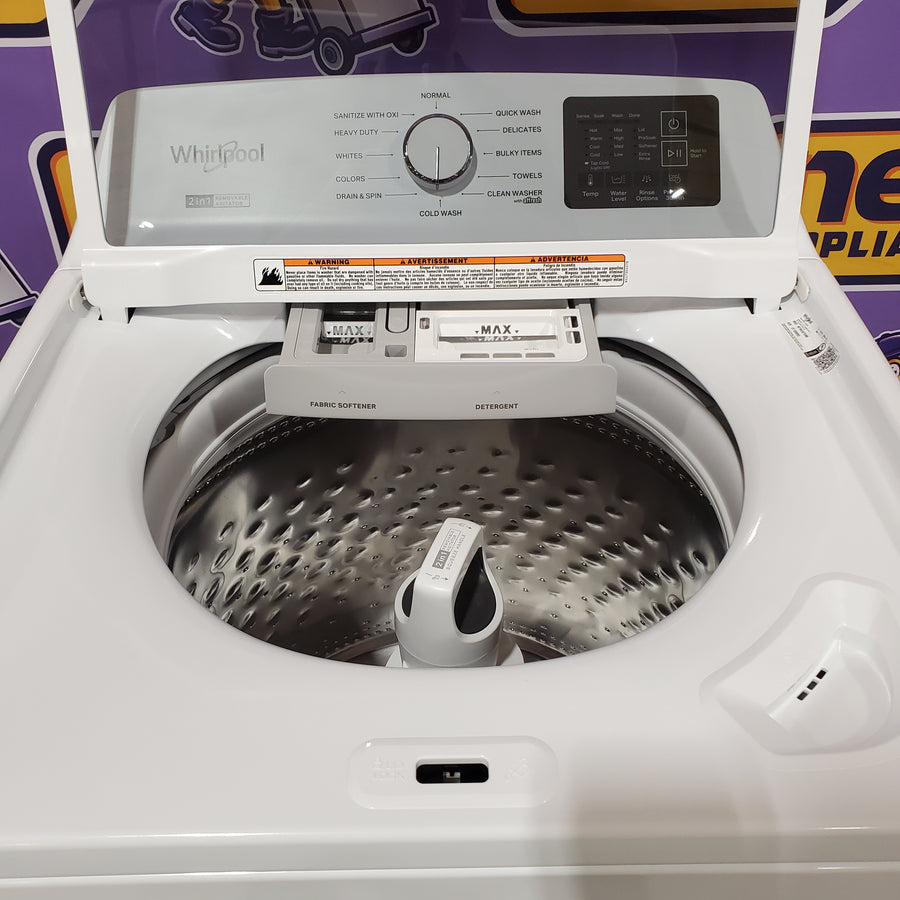 Whirlpool® 4.2-4.3 Cu. Ft. Top Load Washer with 2-in-1 Removable Agitator and Soft Close Glass Lid 22221434 - WTW4307SW - Scratch & Dent (Minor)