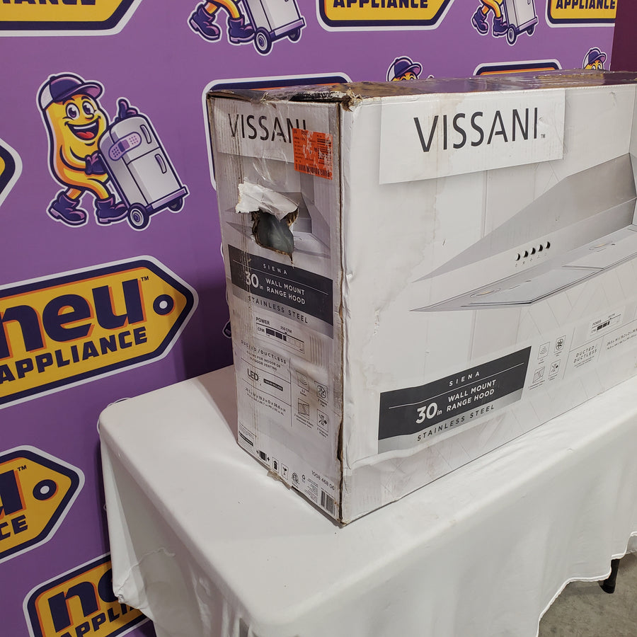 Vissani Siena 30 in. 350CFM Convertible Pyramid Wall Mount Range Hood in Stainless Steel with Charcoal Filter and LED Lighting 631T-YP11-75 - New in Box