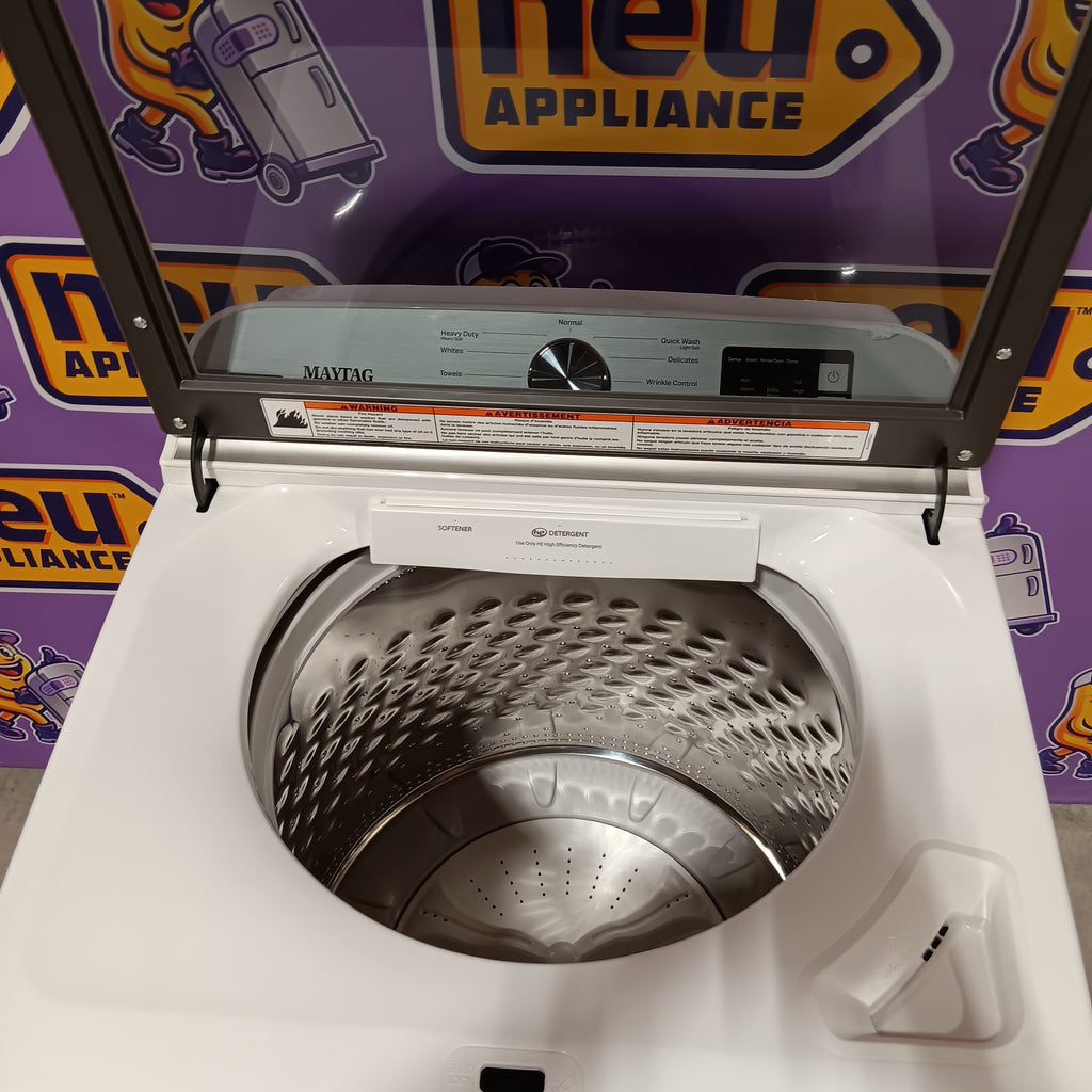 Pictures of Maytag Top Load 4.8 cu ft Washer with Deep Fill and Slow-Close Glass Lid MVW6200KW - Scratch & Dent (Minor) and Maytag 7.0 cu. ft Top Load Gas Dryer with Moisture Sensing 16154 - MGD6200KW - Scratch and Dent (Minor) - Neu Appliance Outlet - Discount Appliance Outlet in Austin, Tx