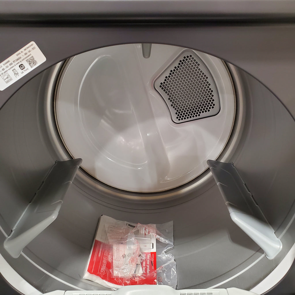 Pictures of LG 5.3 cu. ft. Capacity Top Load Washer with 4-Way® Agitator and EasyUnload™ WT8405CB - Scratch & Dent (Minor) and LG 7.3 cu. ft. Capacity Smart Rear Control Electric Dryer with AI Sensing, EasyLoad™ Door DLE8400BE - Open Box - Neu Appliance Outlet - Discount Appliance Outlet in Austin, Tx