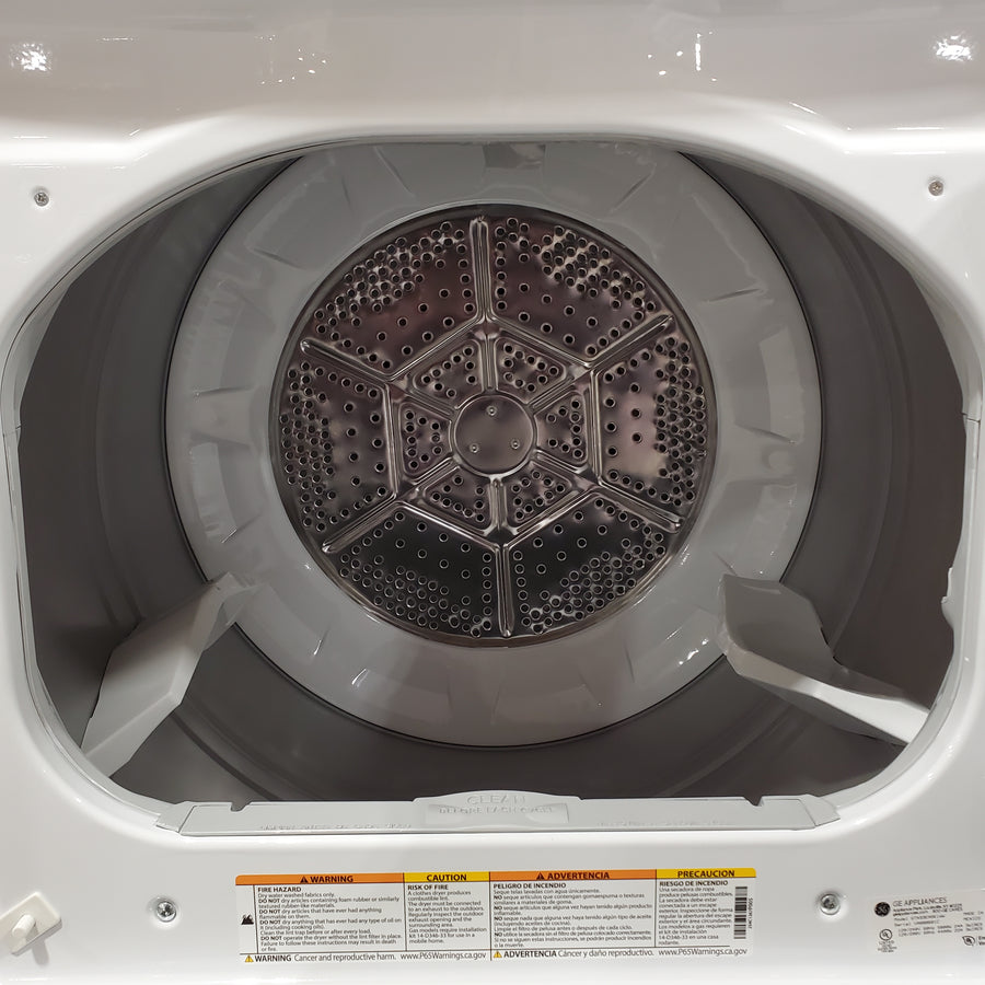 GE White Top Load 4.0 Cu. Ft. Capacity Washer with Stainless Steel Wash Basket GTW325ASWWW - New in Box and GE 6.2 cu. ft. Capacity Electric Dryer with Up To 120 ft. Venting and Shallow Depth 16206 - GTX33EASK1WW - Scratch & Dent (Minor)