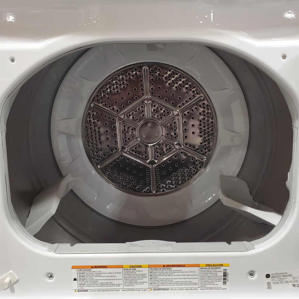 Pictures of GE White Top Load 4.0 Cu. Ft. Capacity Washer with Stainless Steel Wash Basket GTW325ASWWW - New in Box and GE 6.2 cu. ft. Capacity Electric Dryer with Up To 120 ft. Venting and Shallow Depth 16206 - GTX33EASK1WW - Scratch & Dent (Minor) - Neu Appliance Outlet - Discount Appliance Outlet in Austin, Tx