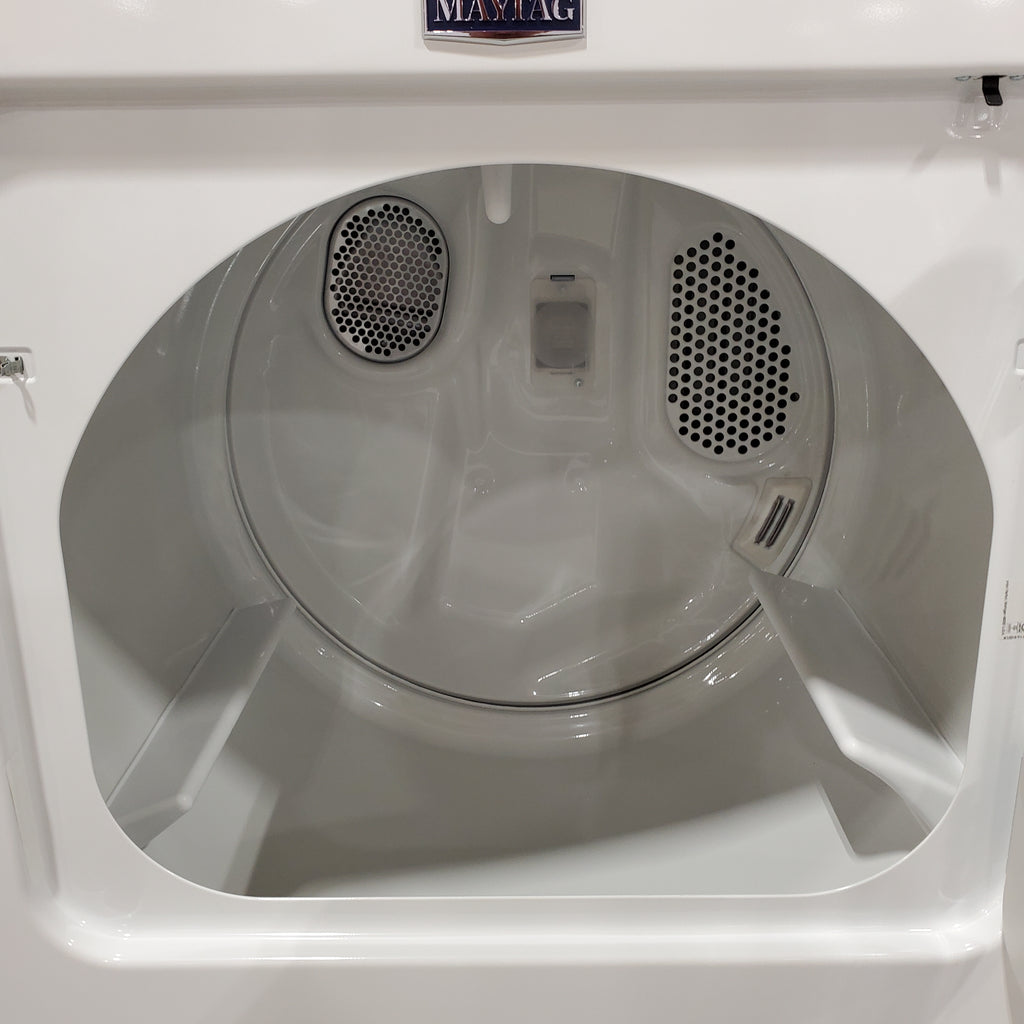 Pictures of Maytag Top Load 4.8 cu ft Washer with Deep Fill and Slow-Close Glass Lid MVW6200KW - Scratch & Dent (Minor) and Maytag 7.0 cu ft Electric Dryer with Moisture Sensing and Quick Dry Cycle 16159 - MED6200KW - Scratch & Dent (Minor) - Neu Appliance Outlet - Discount Appliance Outlet in Austin, Tx