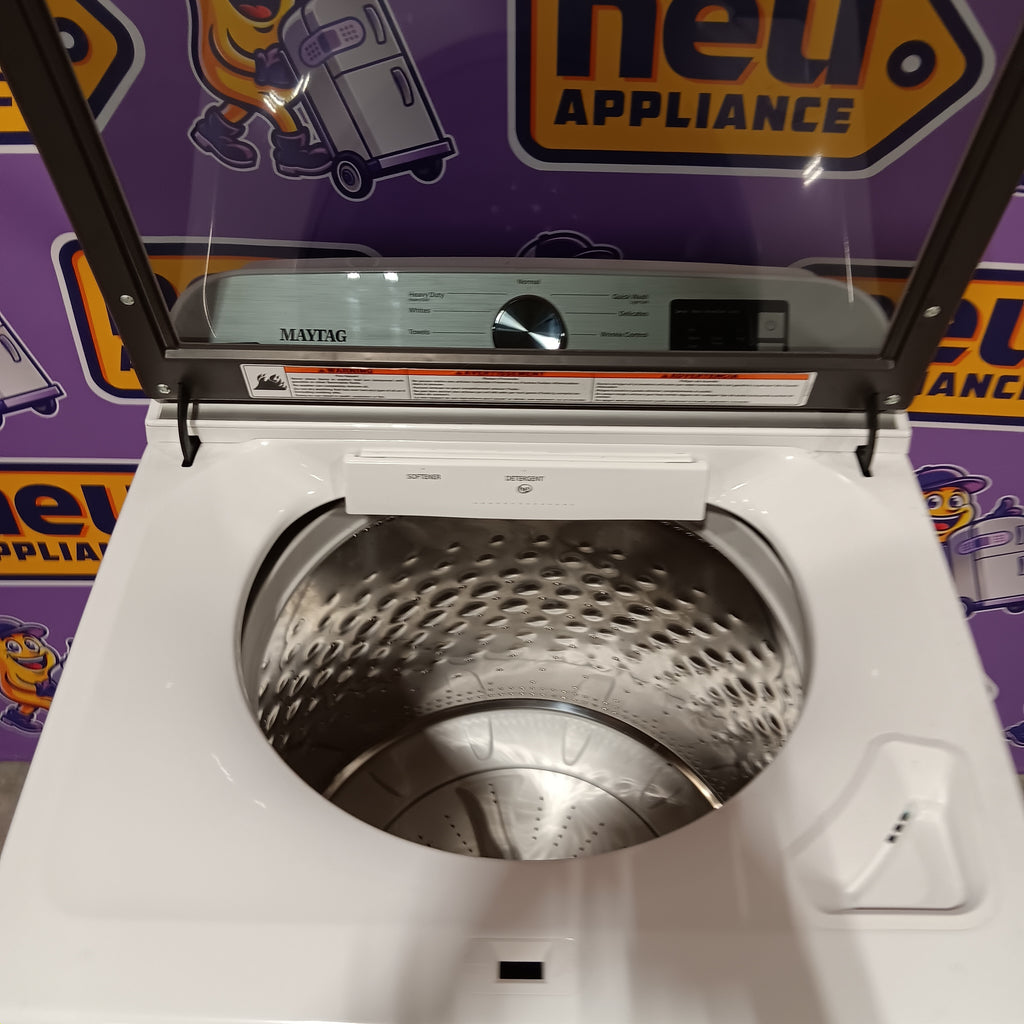 Pictures of Maytag Top Load 4.8 cu ft Washer with Deep Fill and Slow-Close Glass Lid MVW6200KW - Scratch & Dent (Minor) and Maytag 7.0 cu ft Electric Dryer with Moisture Sensing and Quick Dry Cycle 16156 - MED6200KW - Open Box - Neu Appliance Outlet - Discount Appliance Outlet in Austin, Tx
