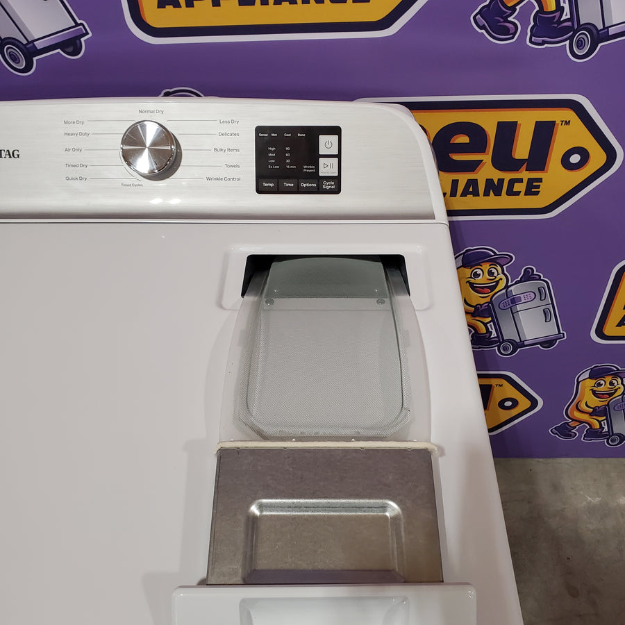 Maytag Top Load 4.8 cu ft Washer with Deep Fill and Slow-Close Glass Lid MVW6200KW - Scratch & Dent (Minor) and Maytag 7.0 cu ft Electric Dryer with Moisture Sensing and Quick Dry Cycle 16200 - MED6200KW - Scratch & Dent (Moderate)