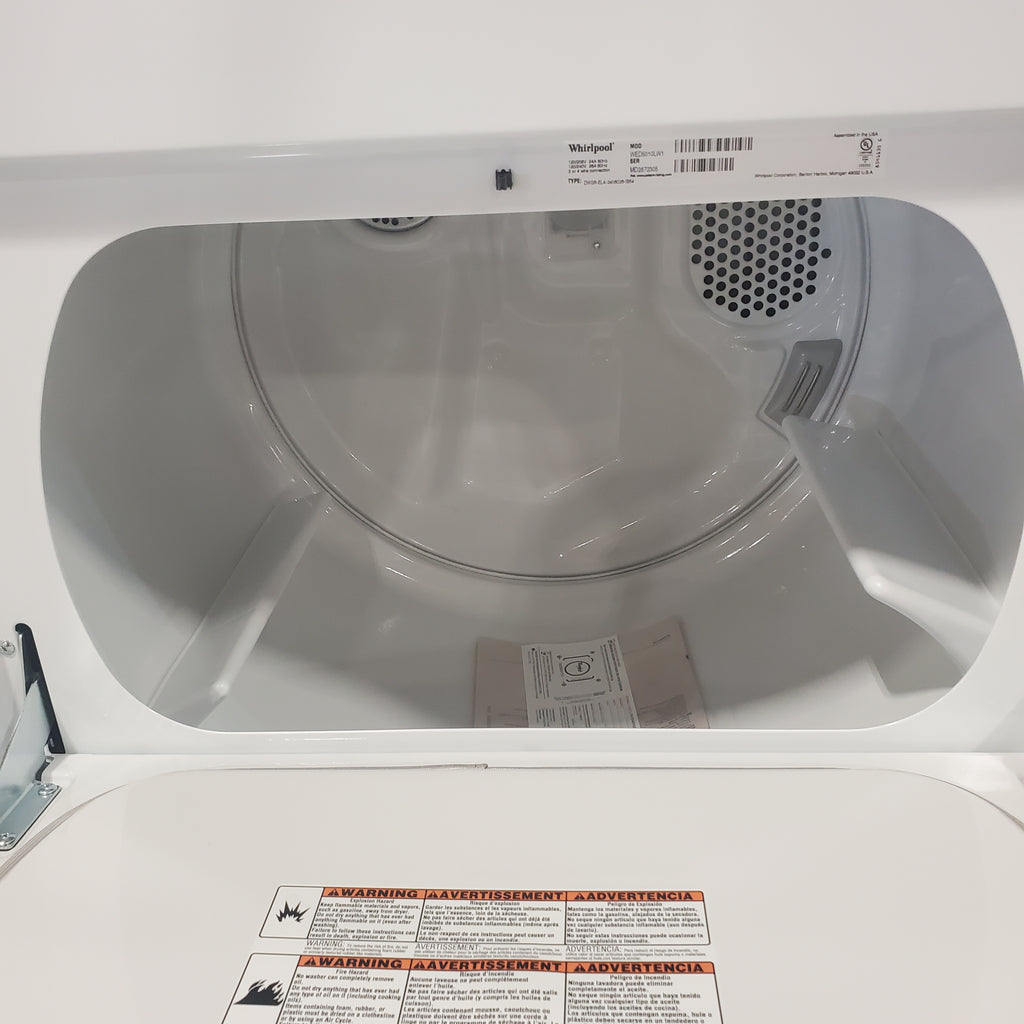 Whirlpool 5.2–5.3 Cu. Ft. Top Load Washer in White with Removable Agitator WTW6157PW - Open Box and Whirlpool 7.0 cu. ft. Electric Dryer with Hamper Door 16062 - WED5010LW - Open Box