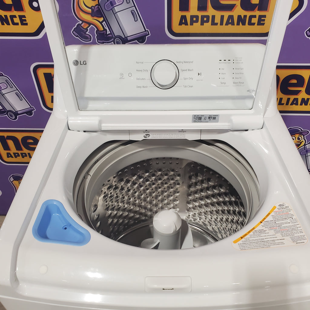 Pictures of LG Top Load 4.1 Cu. Ft. Washer with TurboDrum Technology in White WT6105CW - Certified Refurbished and LG 7.3 Cu. Ft. Electric Rear Control Ultra Large Capacity Dryer in White with Sensor Dry 16109 - DLE6100W - Open Box - Neu Appliance Outlet - Discount Appliance Outlet in Austin, Tx