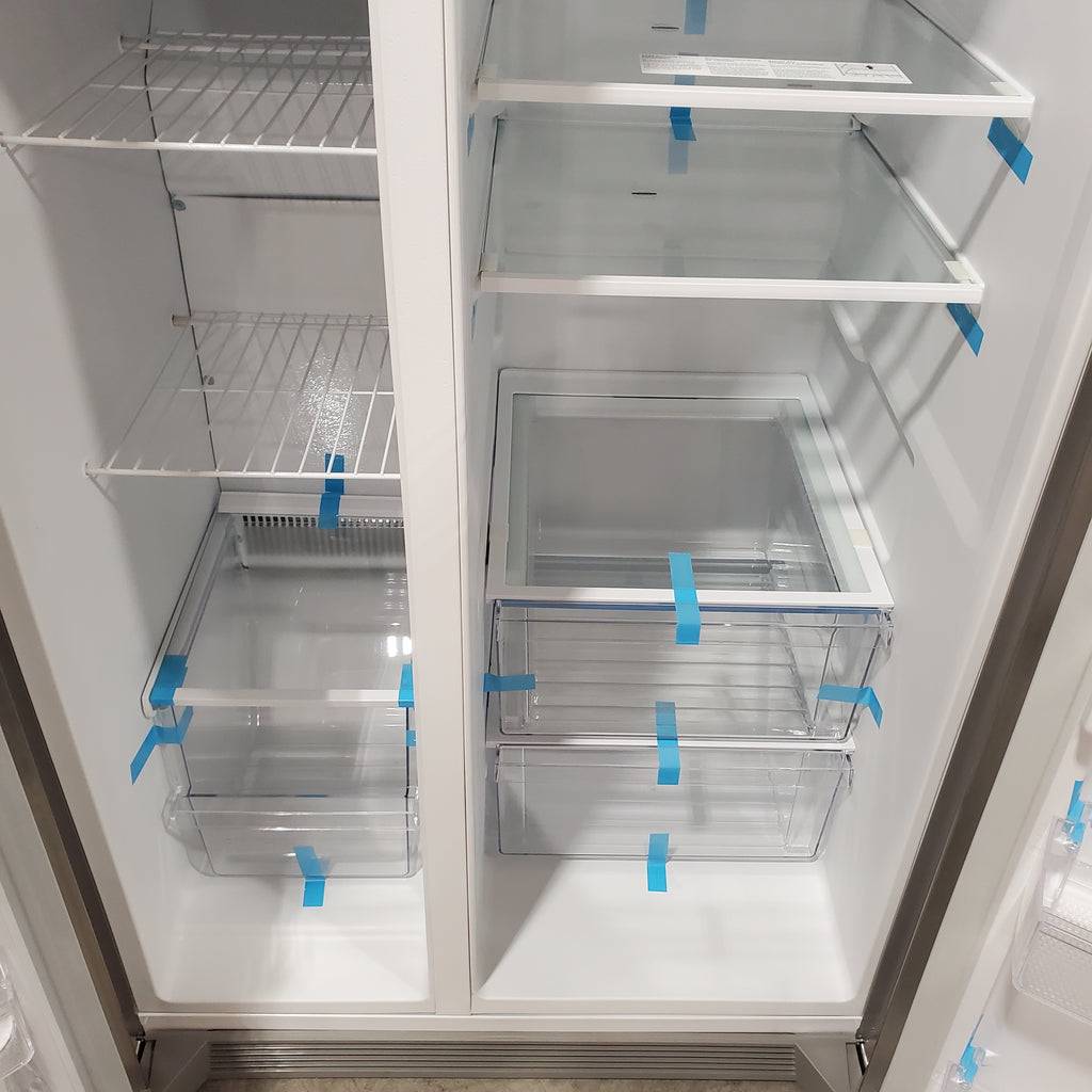 Frigidaire 25.6 cu. ft. ENERGY STAR Side by Side Refrigerator with Exterior Water and Ice Dispenser in Stainless Steel 3SD967 - FRSS2623AS - Scratch & Dent (Moderate)