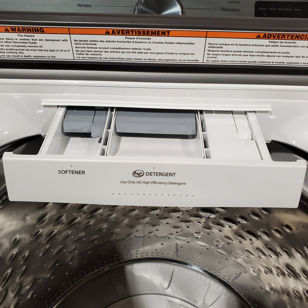 Pictures of Maytag Top Load 4.8 cu ft Washer with Deep Fill and Slow-Close Glass Lid MVW6200KW - Scratch & Dent (Minor) and Maytag 7.0 cu ft Electric Dryer with Moisture Sensing and Quick Dry Cycle 16155 - MED6200KW - Open Box - Neu Appliance Outlet - Discount Appliance Outlet in Austin, Tx
