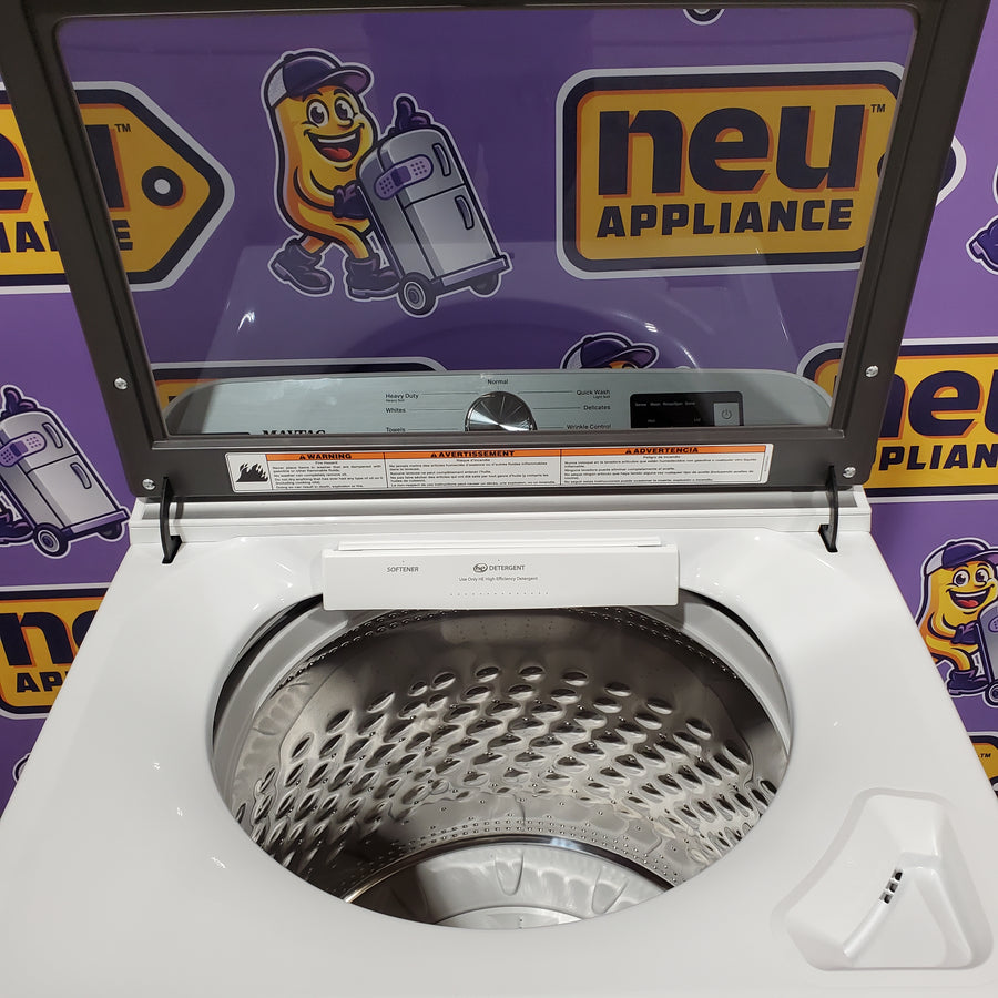 Maytag Top Load 4.8 cu ft Washer with Deep Fill and Slow-Close Glass Lid MVW6200KW - Scratch & Dent (Minor) and Maytag 7.0 cu ft Electric Dryer with Moisture Sensing and Quick Dry Cycle 16203 - MED6200KW - Scratch & Dent (Minor)