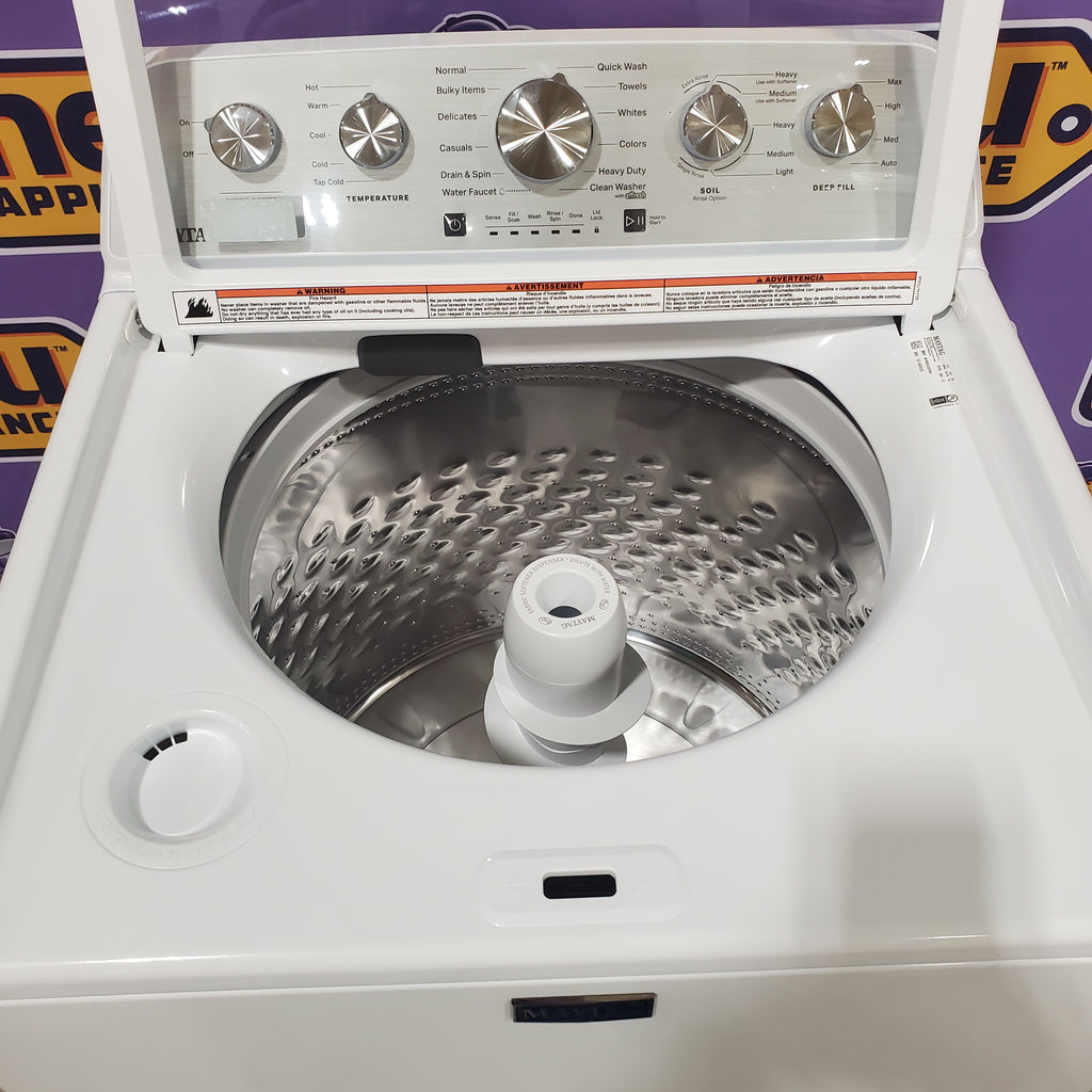 Pictures of Maytag Top Load 4.7 cu. ft. Agitator Washer with Extra Power and Deep Fill Option MVW5435PW and Gas Wrinkle Prevent 7.0 cu. ft Dryer with End of Cycle Signal MGD4500MW - Neu Appliance Outlet - Discount Appliance Outlet in Austin, Tx