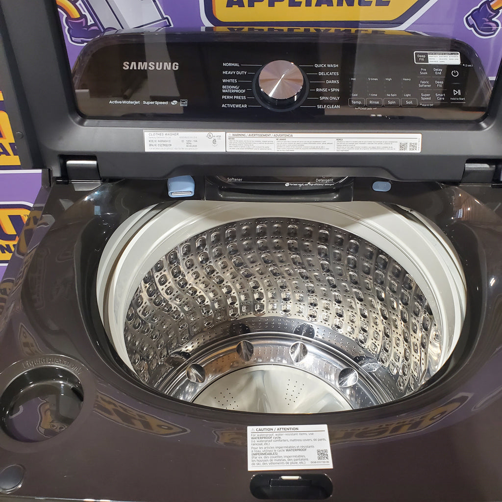 Pictures of Samsung 5.0 cu. ft. Energy Star Top Load Washer with Active Water Jet in Black Stainless Steel 1CR04034 - WA50R5400AV - Certified Refurbished - Neu Appliance Outlet - Discount Appliance Outlet in Austin, Tx