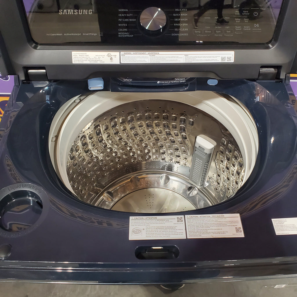 Pictures of Samsung Brushed Navy Blue 5.4 cu. ft. Smart Top Load Washer with Pet Care Solution and Super Speed Wash 1CR0515 - WA54CG7150AD - Certified Refurbished - Neu Appliance Outlet - Discount Appliance Outlet in Austin, Tx