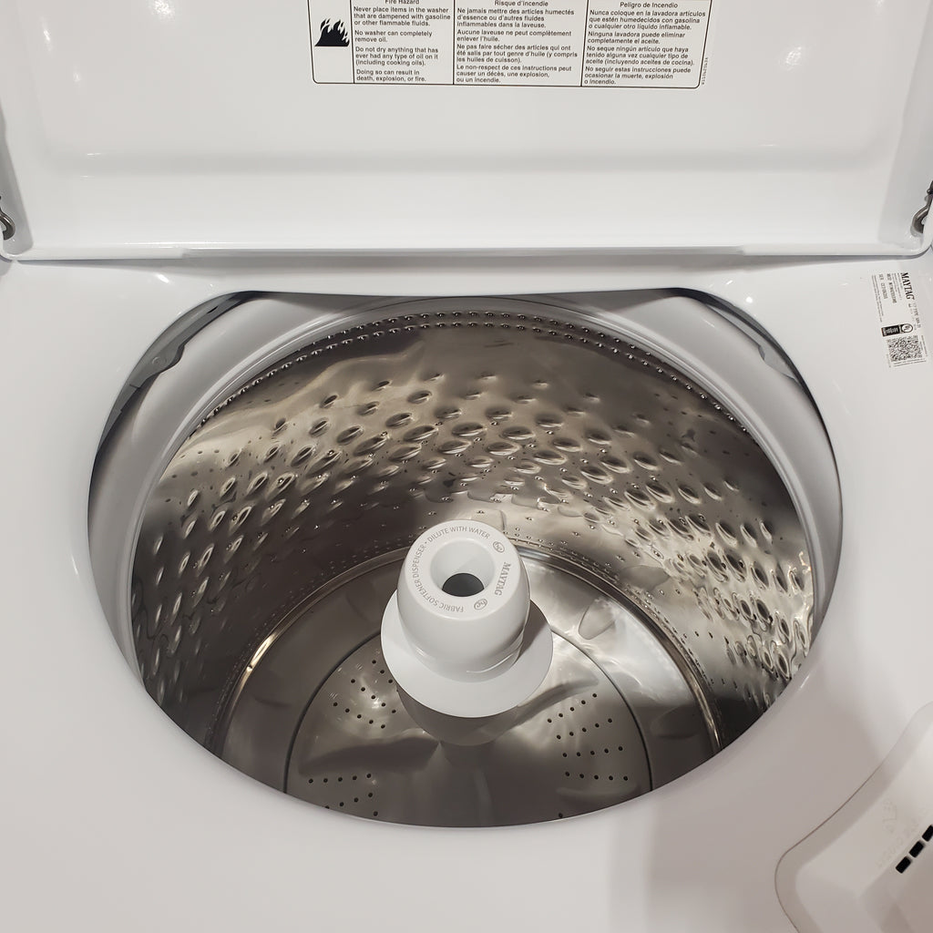 Maytag 4.2 Cu. Ft. Capacity Top Load Washer in White MTW4205SW - Certified Refurbished and MayTag 7.0 cu. ft. Top Load Electric Wrinkle Prevent Dryer 16089 - MED4500MW - Open Box