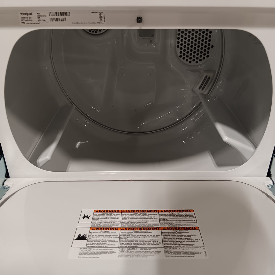 Whirlpool Top Load 4.7 Cu. Ft. Washer in White with 2-in-1 Removable Agitator WTW5057LW - Scratch & Dent - Minor and Whirlpool 7.0 cu. ft. Electric Dryer with Hamper Door 16247 - WED5010LW - Open Box