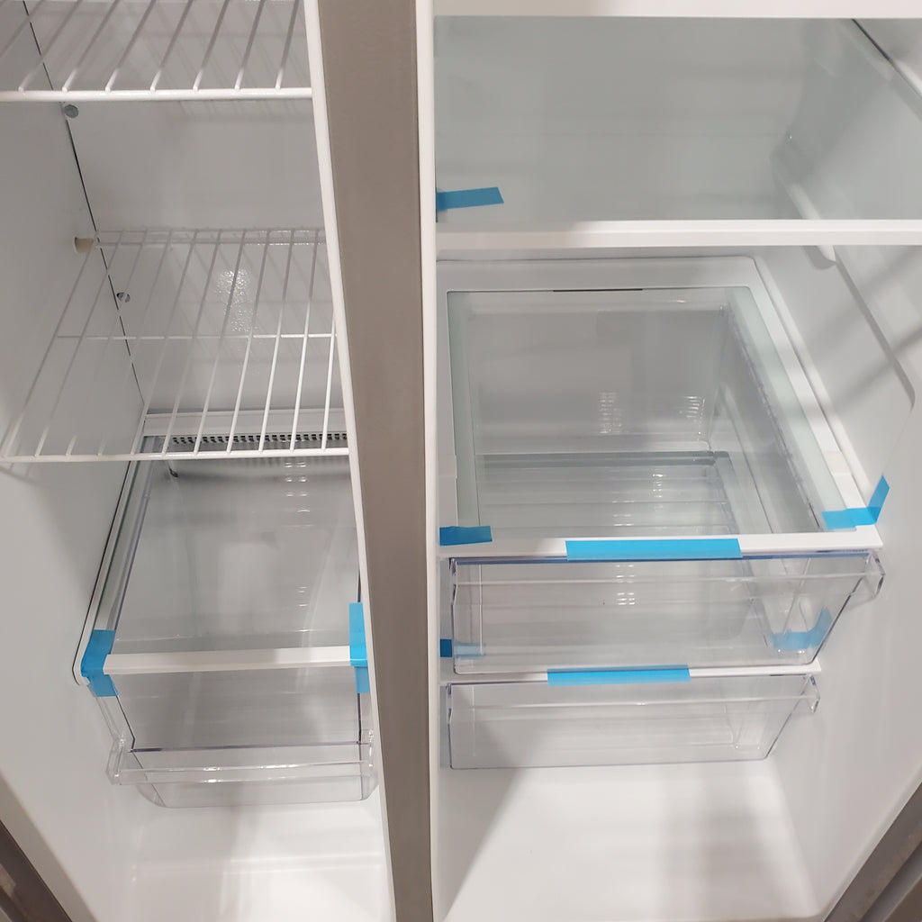Pictures of Frigidaire 25.6 cu. ft. ENERGY STAR Side by Side Refrigerator with Exterior Water and Ice Dispenser in Stainless Steel FRSS2623AS - Open Box - Neu Appliance Outlet - Discount Appliance Outlet in Austin, Tx