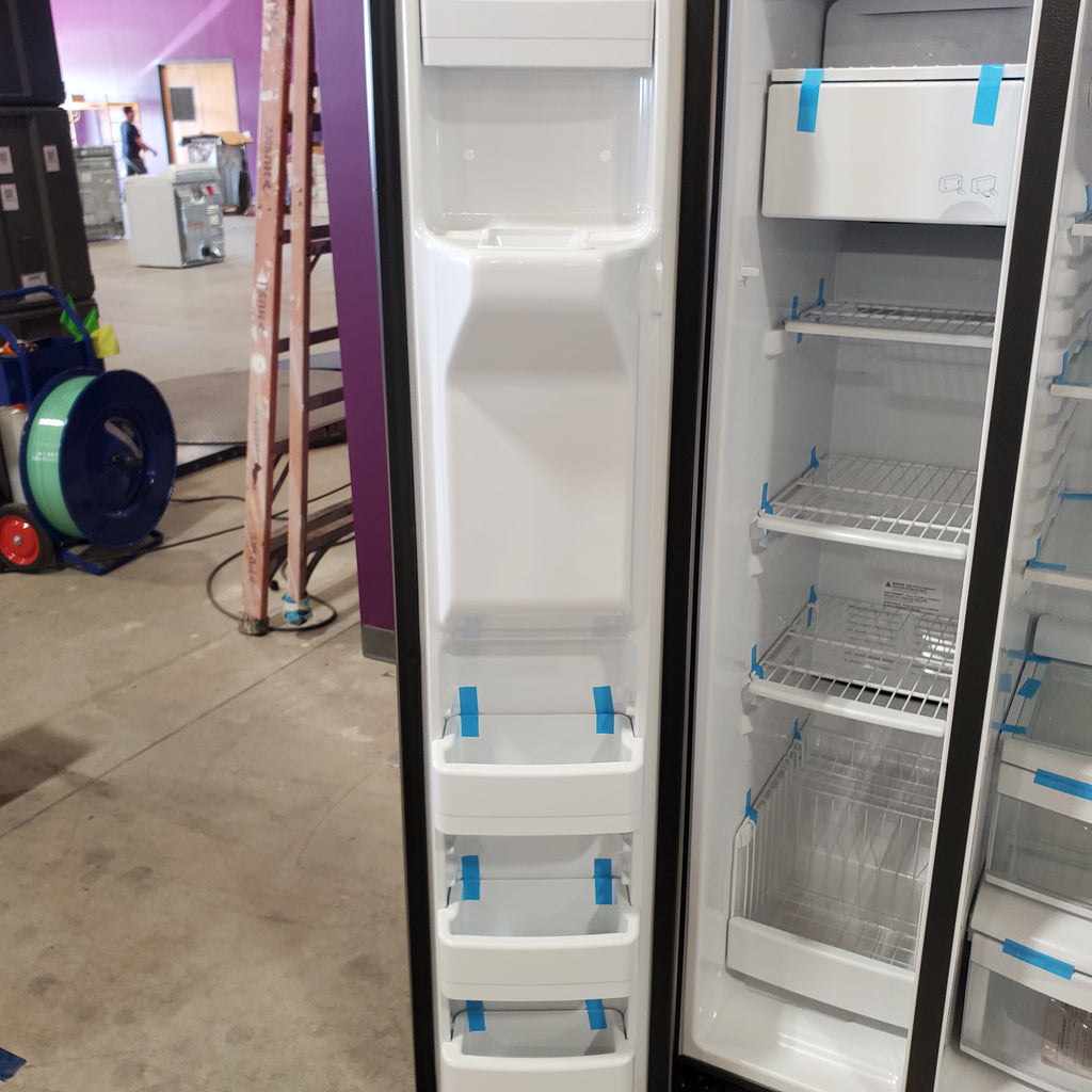Pictures of GE 25.3 Cu. Ft. Side-By-Side Refrigerator in Fingerprint Resistant Stainless Steel GSS25GYPFS - Scratch & Dent (Minor) - Neu Appliance Outlet - Discount Appliance Outlet in Austin, Tx