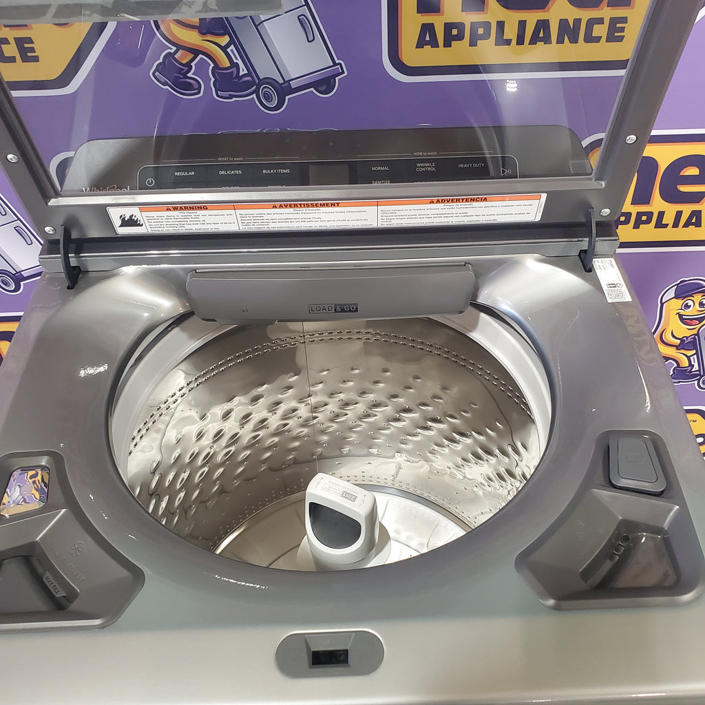 Pictures of Whirlpool Chrome Shadow Top Load 5.2 Cu. Ft. Washer with Removable Agitator WTW8127LC and Whirlpool Chrome Shadow Electric 7.4 Cu. Ft. Dryer with Moisture Sensor WED8127LC - Scratch and Dent Minor - Neu Appliance Outlet - Discount Appliance Outlet in Austin, Tx