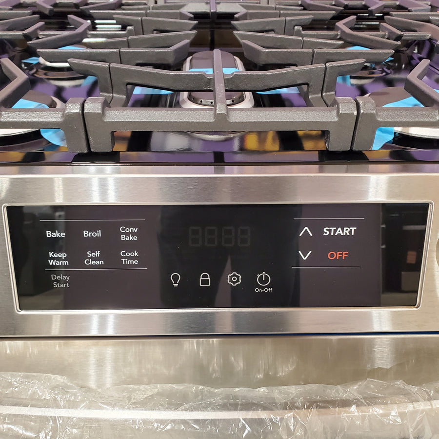 Frigidaire 5 Burners 5.1-cu ft Convection Oven Slide-In Natural Gas Range in Stainless Steel FCFG3083AS - Scratch & Dent (Minor)