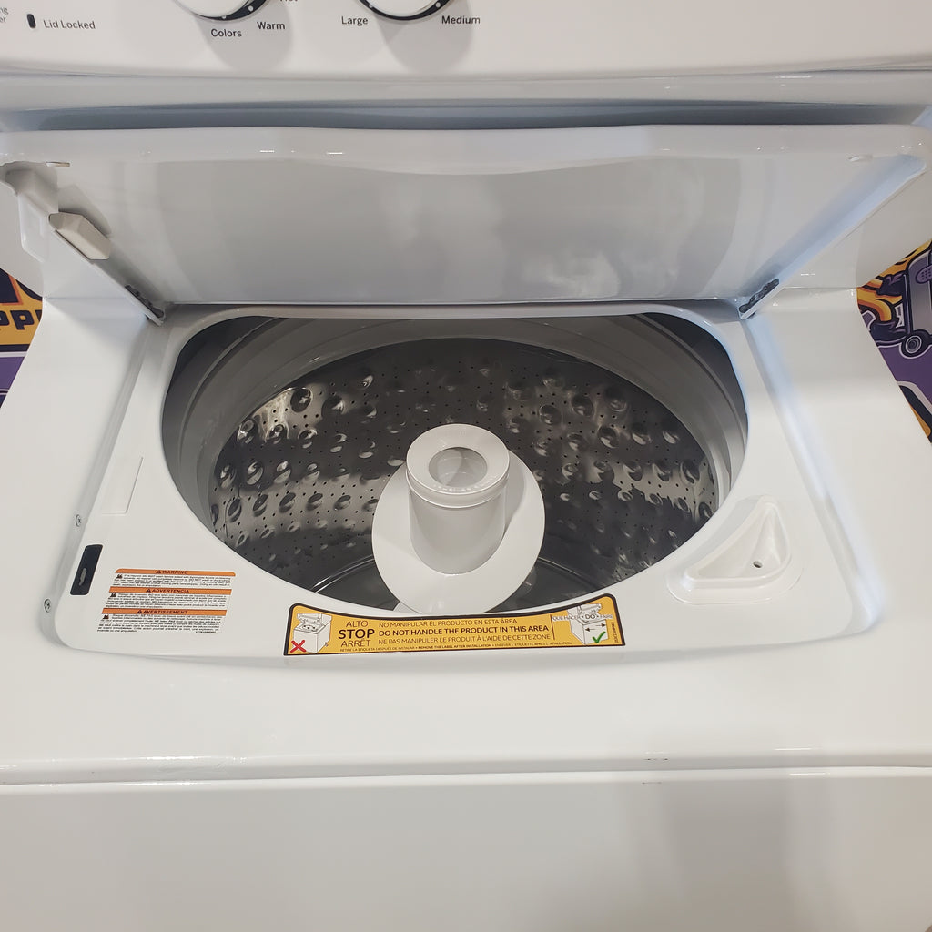 Pictures of GE White Combo 3.8 Cu. Ft. Top Load Washer and 5.9 Electric Dryer GUD27ESSM1WW - Scratch and Dent (Minor) - Neu Appliance Outlet - Discount Appliance Outlet in Austin, Tx