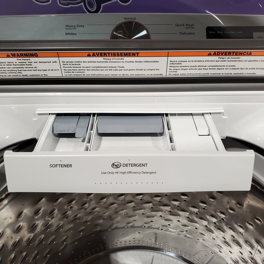 Pictures of Maytag Top Load 4.8 cu ft Washer with Deep Fill and Slow-Close Glass Lid MVW6200KW - Scratch & Dent (Minor) and Maytag 7.0 cu ft Electric Dryer with Moisture Sensing and Quick Dry Cycle 16165 - MED6200KW - Scratch & Dent (Minor) - Neu Appliance Outlet - Discount Appliance Outlet in Austin, Tx