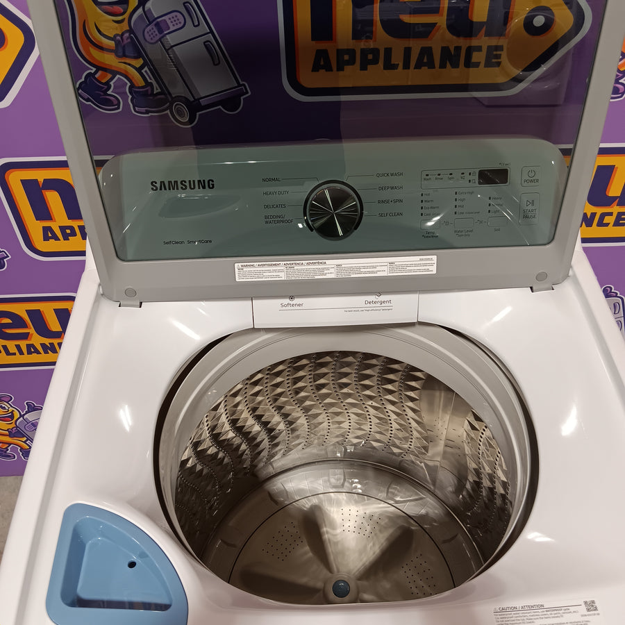 Samsung 4.5 cu. ft. Top Load Washer with Vibration Reduction Technology+ in White WA45T3200AW - Scratch & Dent (Minor) and Samsung 7.2 cu. ft. Electric Dryer with Sensor Dry in White 16251 - DVE45T3200W - Open Box