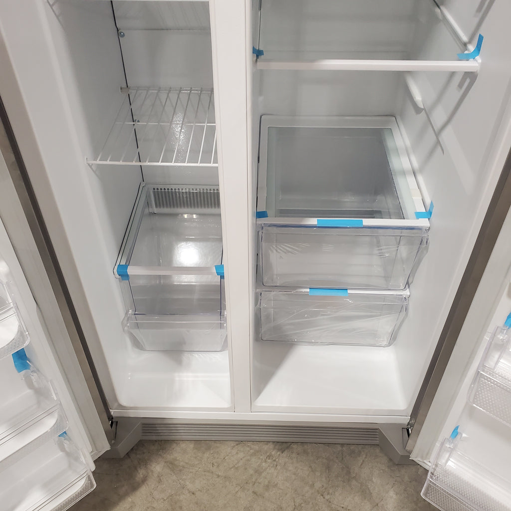 Pictures of Frigidaire 33" Wide 22.3 cu. ft. ENERGY STAR Side by Side Refrigerator Stainless Steel with Exterior Water and Ice Dispenser 20SD102 - FRSS2323AS - Scratch & Dent (Minor) - Neu Appliance Outlet - Discount Appliance Outlet in Austin, Tx