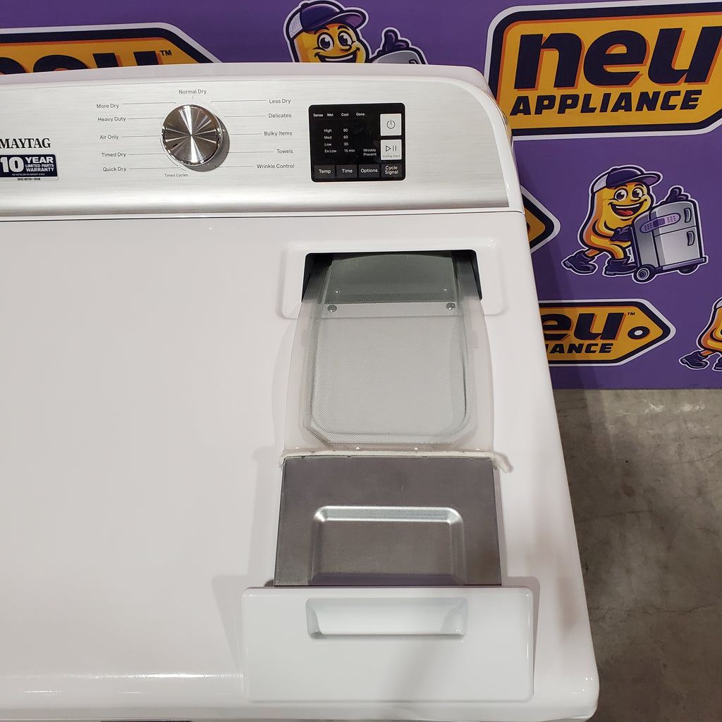 Pictures of Maytag Top Load 4.8 cu ft Washer with Deep Fill and Slow-Close Glass Lid MVW6200KW - Scratch & Dent (Minor) and Maytag 7.0 cu ft Electric Dryer with Moisture Sensing and Quick Dry Cycle 16173 - MED6200KW - Scratch & Dent (Minor) - Neu Appliance Outlet - Discount Appliance Outlet in Austin, Tx