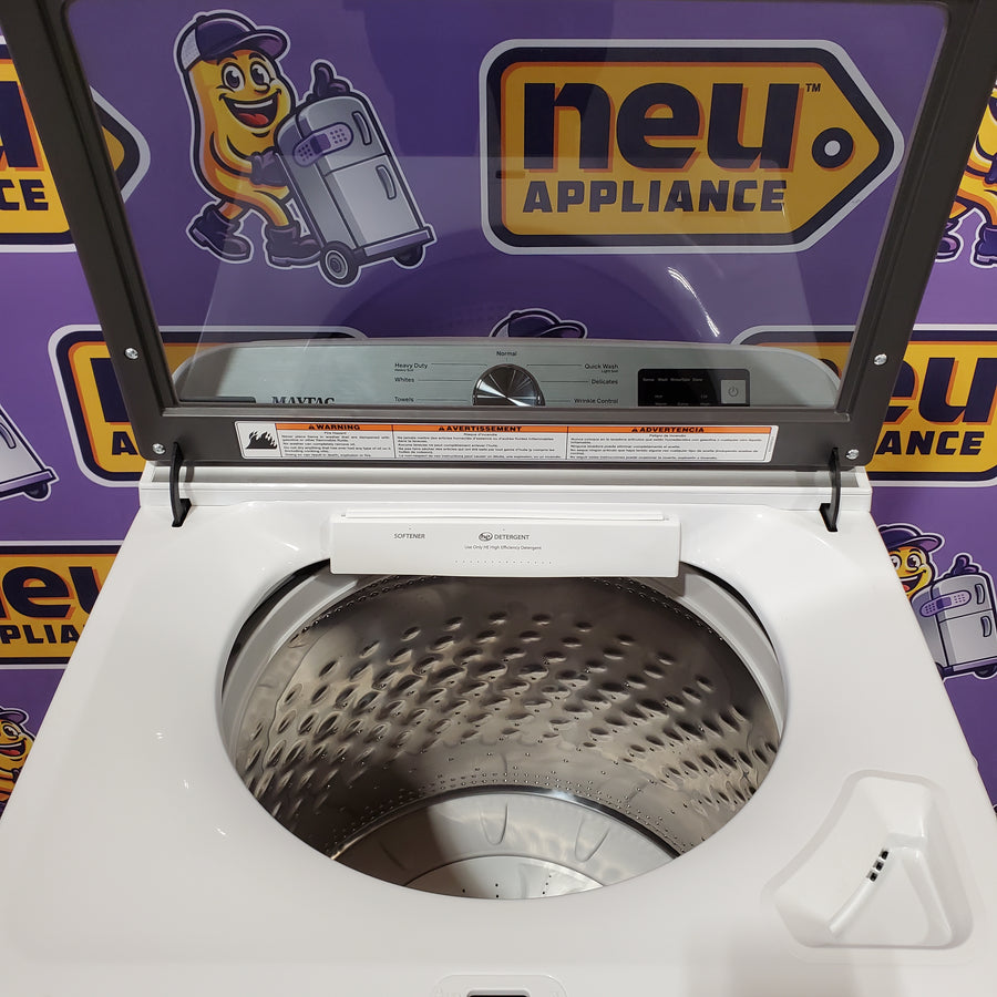 Maytag Top Load 4.8 cu ft Washer with Deep Fill and Slow-Close Glass Lid MVW6200KW - Scratch & Dent (Minor) and Maytag 7.0 cu ft Electric Dryer with Moisture Sensing and Quick Dry Cycle 16218 - MED6200KW - Open Box