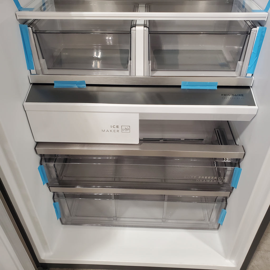 Pictures of Frigidaire Professional 19 Cu. Ft. Single-Door Refrigerator in Stainless Steel FPRU19F8WF - Scratch & Dent (Minor) and Frigidaire Professional 19 Cu. Ft. Single-Door Freezer 16225 - FPFU19F8WF - Scratch & Dent (Moderate) - Neu Appliance Outlet - Discount Appliance Outlet in Austin, Tx