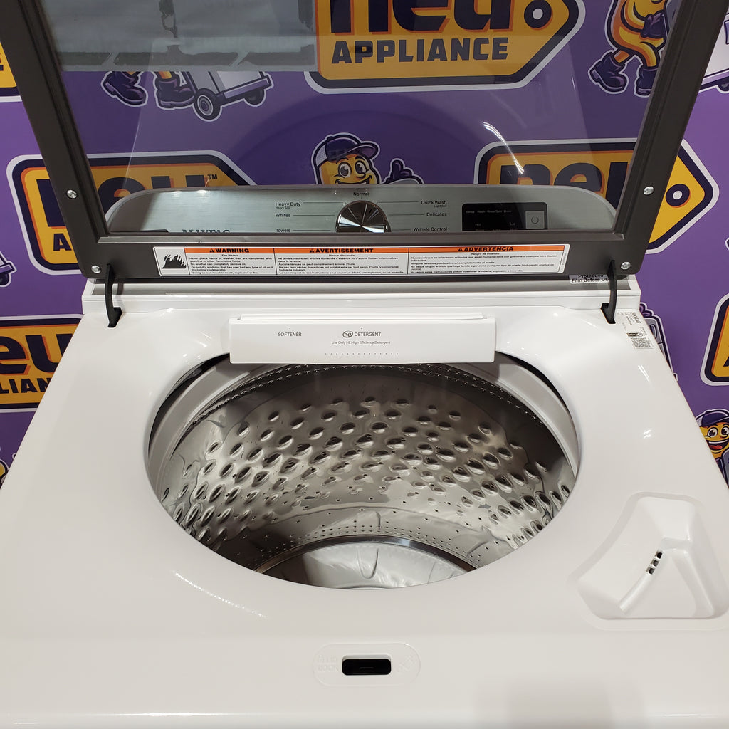 Pictures of Maytag Top Load 4.8 cu ft Washer with Deep Fill and Slow-Close Glass Lid MVW6200KW - Scratch & Dent (Moderate) and Maytag 7.0 cu. ft Top Load Gas Dryer with Moisture Sensing 16199 - MGD6200KW - Scratch and Dent (Moderate) - Neu Appliance Outlet - Discount Appliance Outlet in Austin, Tx