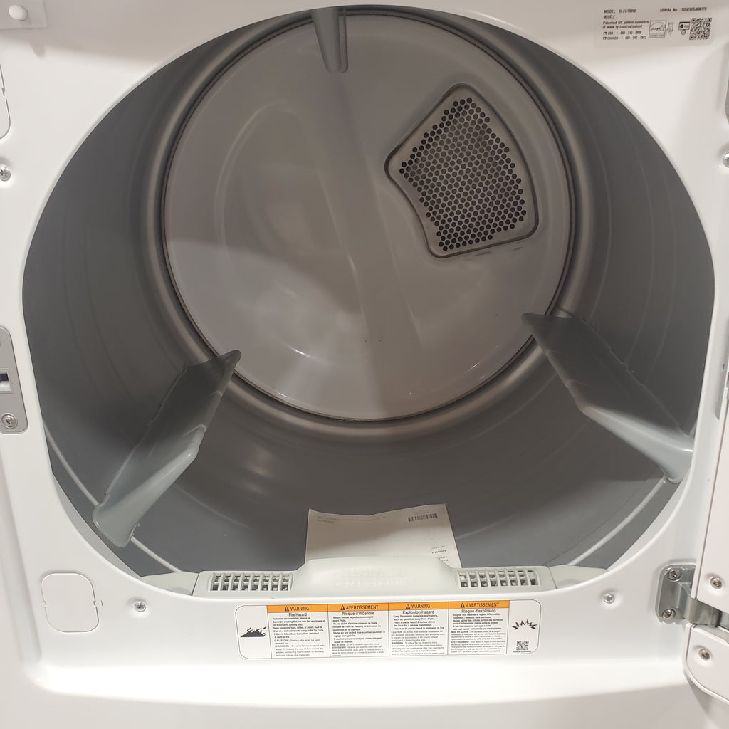 LG White Top Load 4.5 Cu. Ft. Washer with NeveRust Drum and TurboDrum Technology WT7000CW - Certified Refurbished and LG 7.3 Cu. Ft. Electric Rear Control Ultra Large Capacity Dryer in White with Sensor Dry 16037 - DLE6100W - Certified Refurbished