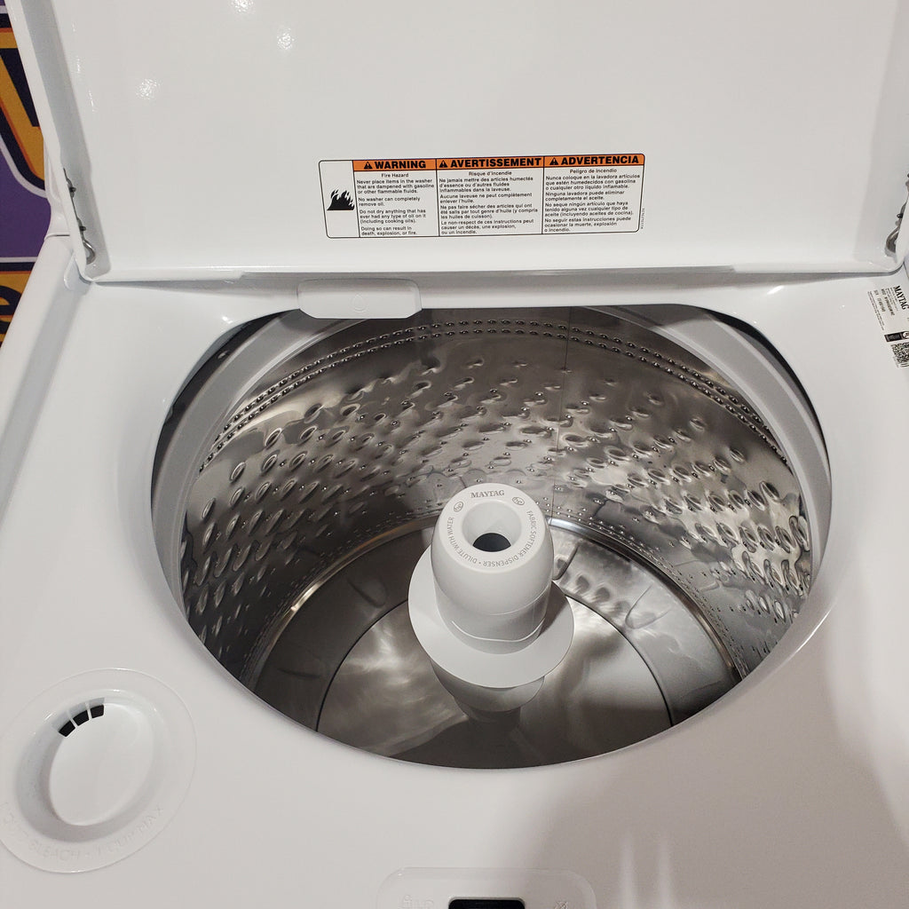 Pictures of Maytag 4.5 cu. ft. Capacity Top Load Washer with Power™ Agitator and Deep Fill MVW4505MW - Scratch & Dent (Minor) and Maytag 7.0 cu. ft. Capacity Top Load Electric Wrinkle Prevent Dryer 16119 - MED4500MW - Open Box - Neu Appliance Outlet - Discount Appliance Outlet in Austin, Tx