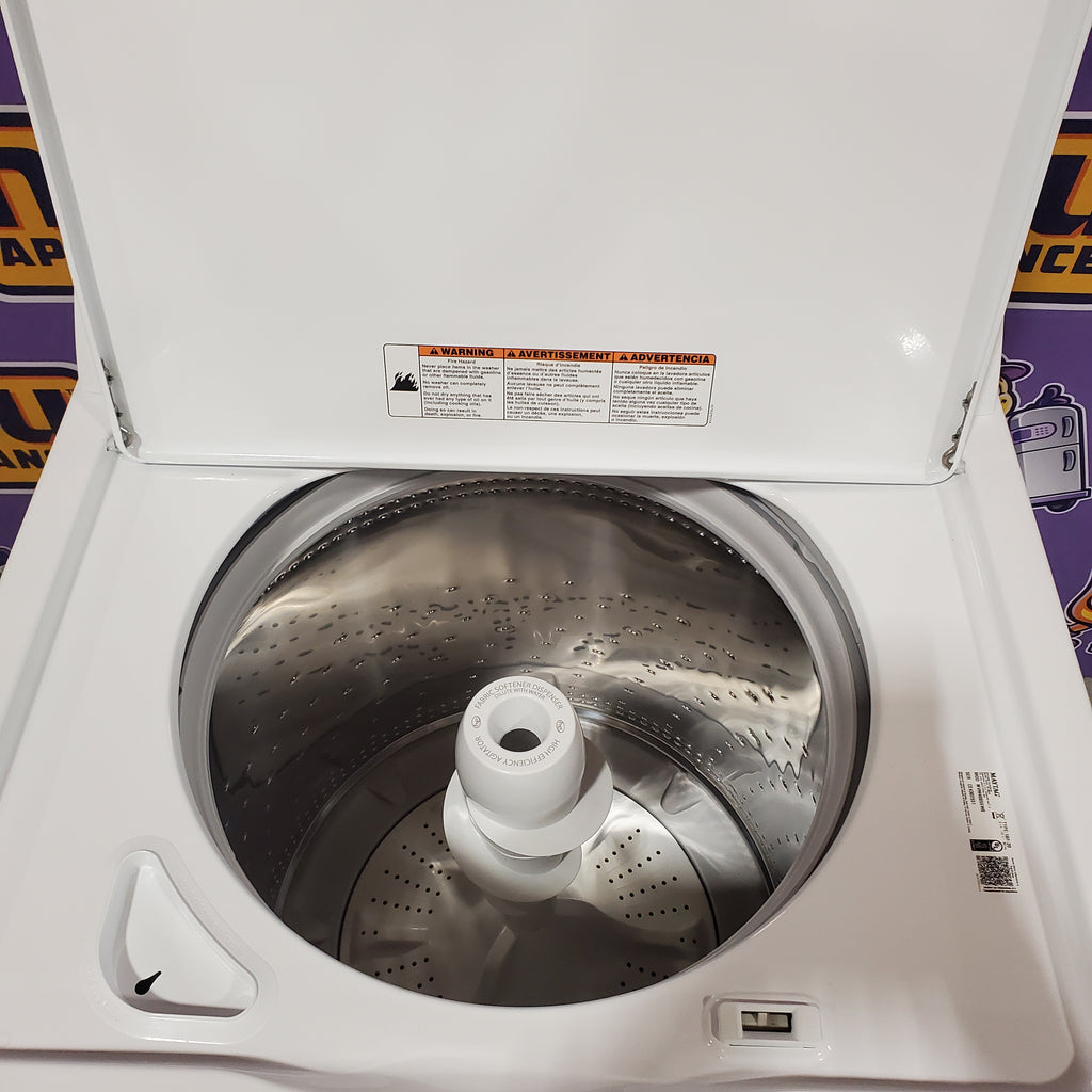 Pictures of Maytag Top Load 3.8 cu. ft. Washer with Deep Fill and Quick Wash Cycle MVW4005SW - Open Box and Maytag Top Load Electric Wrinkle Prevent 7.0 cu. ft. Dryer with Auto Dry 16128 - MED4005SW - Open Box - Neu Appliance Outlet - Discount Appliance Outlet in Austin, Tx