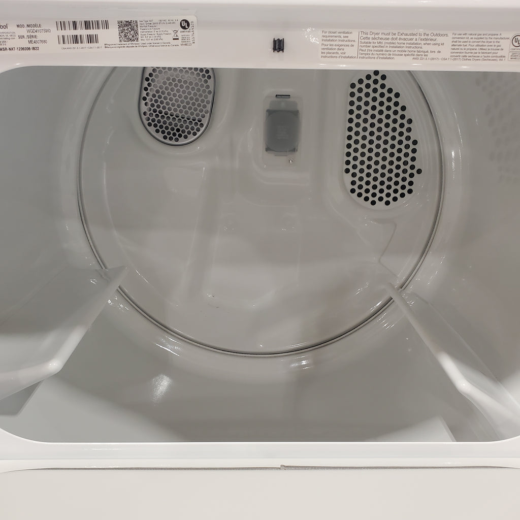 Pictures of Whirlpool 7.0 cu. ft. Vented Front Load Gas Dryer in White with Adaptive Dry 25136SD622 - WGD4107SW - Scratch & Dent (Moderate) - Neu Appliance Outlet - Discount Appliance Outlet in Austin, Tx