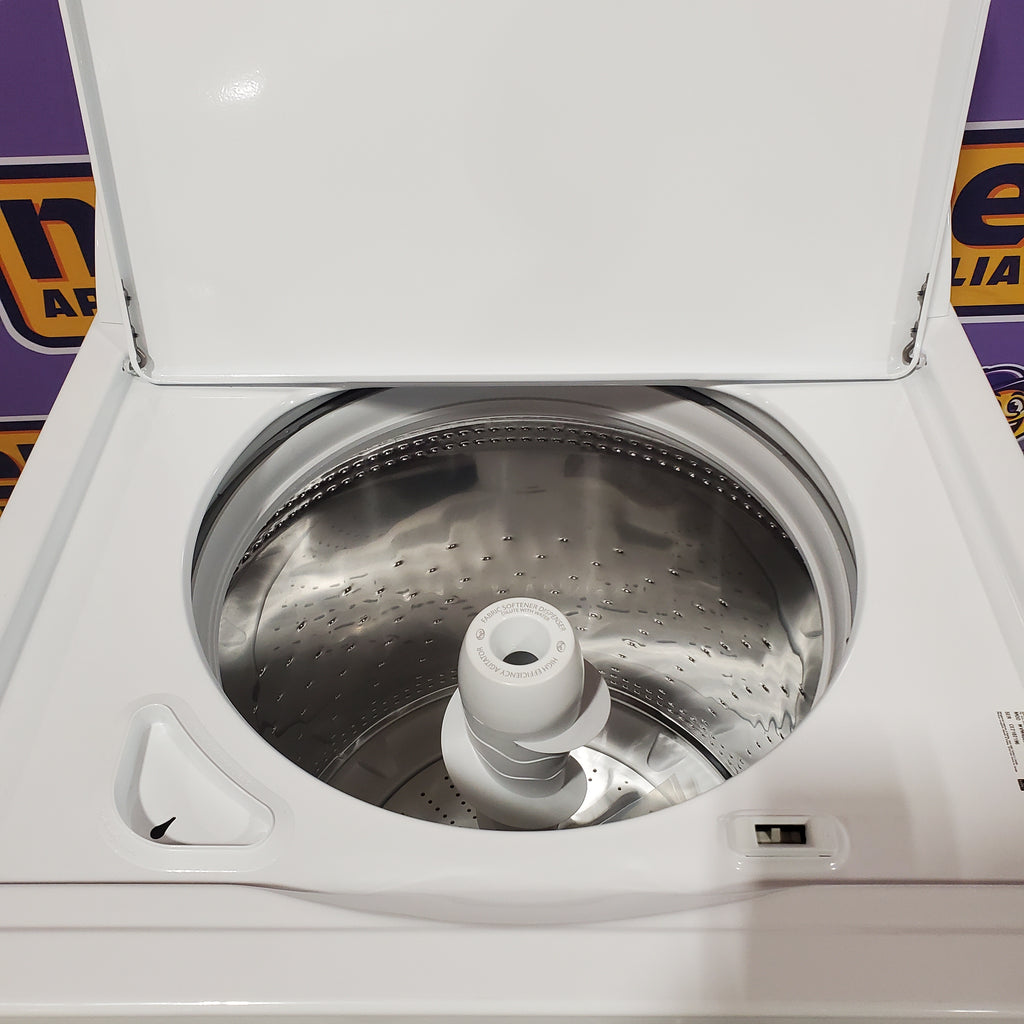 Pictures of Maytag Top Load 3.8 cu. ft. Washer with Deep Fill and Quick Wash Cycle MVW4005SW and Maytag Top Load Electric Wrinkle Prevent 7.0 cu. ft. Dryer with Auto Dry 16077 MED4005SW - Open Box - Neu Appliance Outlet - Discount Appliance Outlet in Austin, Tx