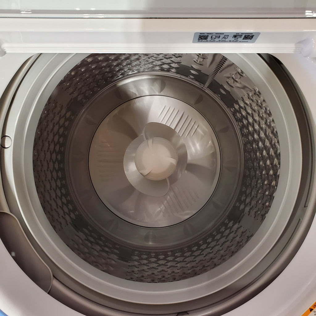 Pictures of LG White Top Load 4.1 Cu. Ft. Washer with TurboDrum Technology WT6105CW - Open Box and LG 7.3 Cu. Ft. Electric Rear Control Ultra Large Capacity Dryer in White with Sensor Dry DLE6100W - Open Box - Neu Appliance Outlet - Discount Appliance Outlet in Austin, Tx